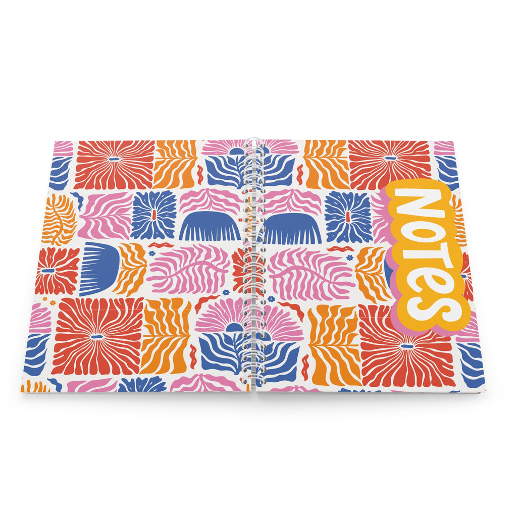 Spiral Notebook — Bold Floral Notes Journal (Colorful Pattern, "NOTES" Cover)