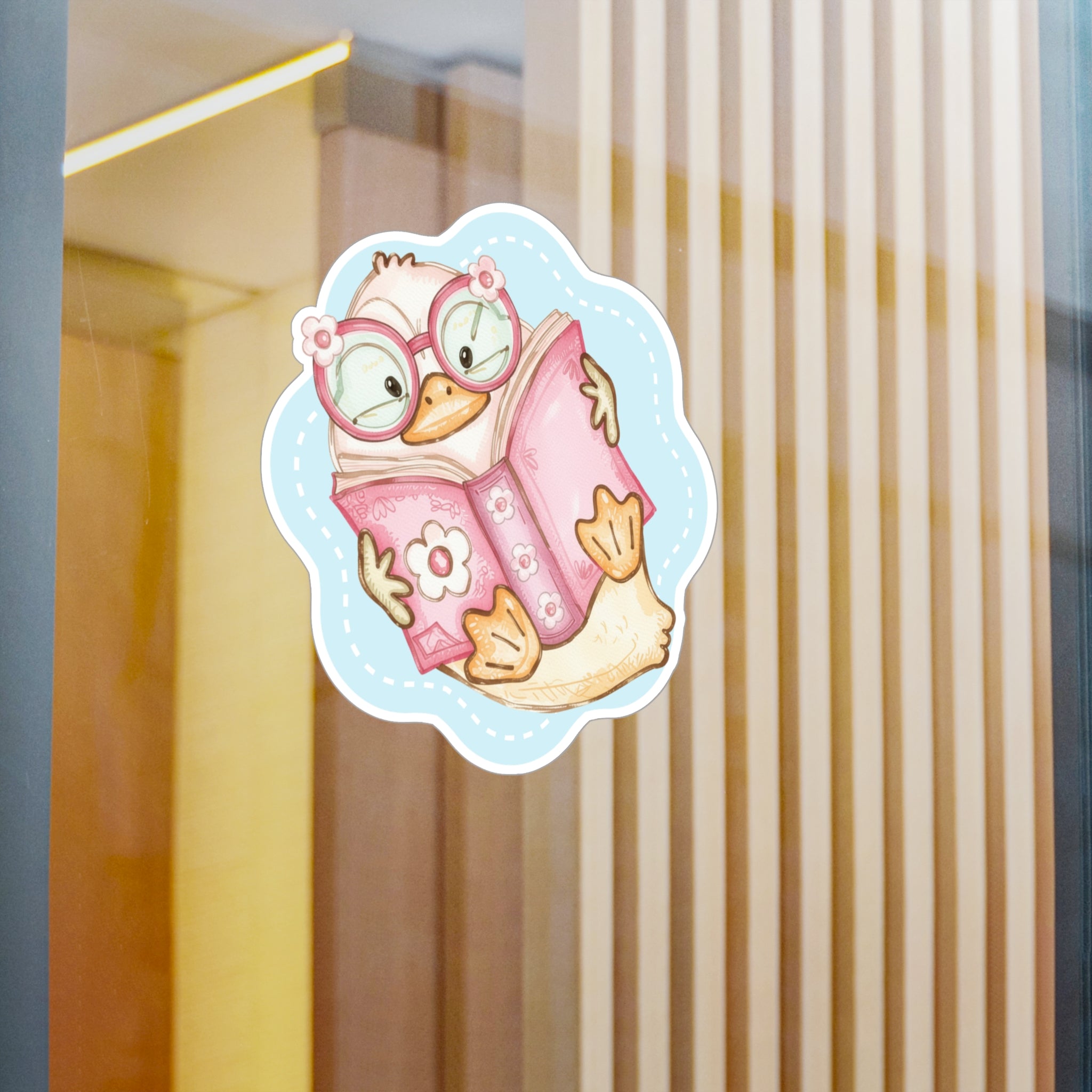 Cute Reading Duck Vinyl Sticker — Kiss-Cut Decal for Books, Laptops & Windows