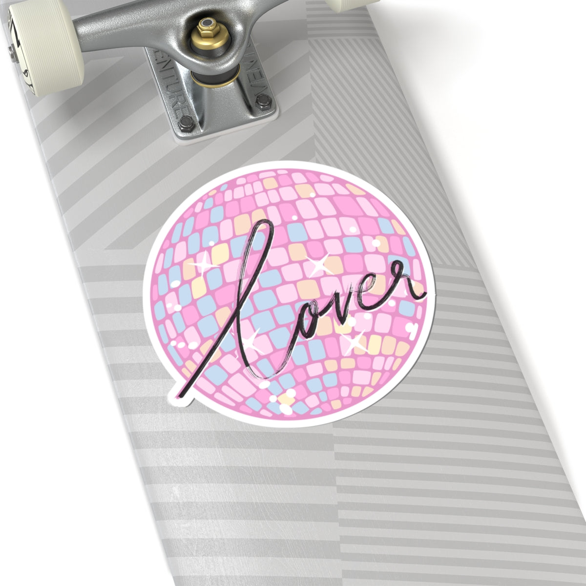 Love Disco Kiss-Cut Sticker — Pink Mosaic Heart Vibe