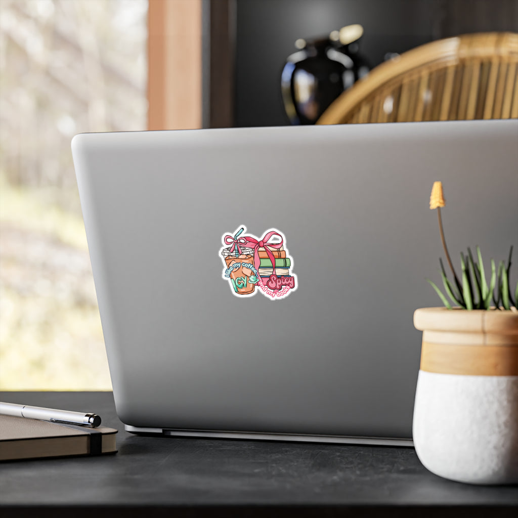 I Like My Coffee Icy & My Books Spicy Vinyl Sticker