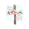 There Is Hope Keep Trying Cross Floral Sticker — Inspirational Kiss-Cut Sticker