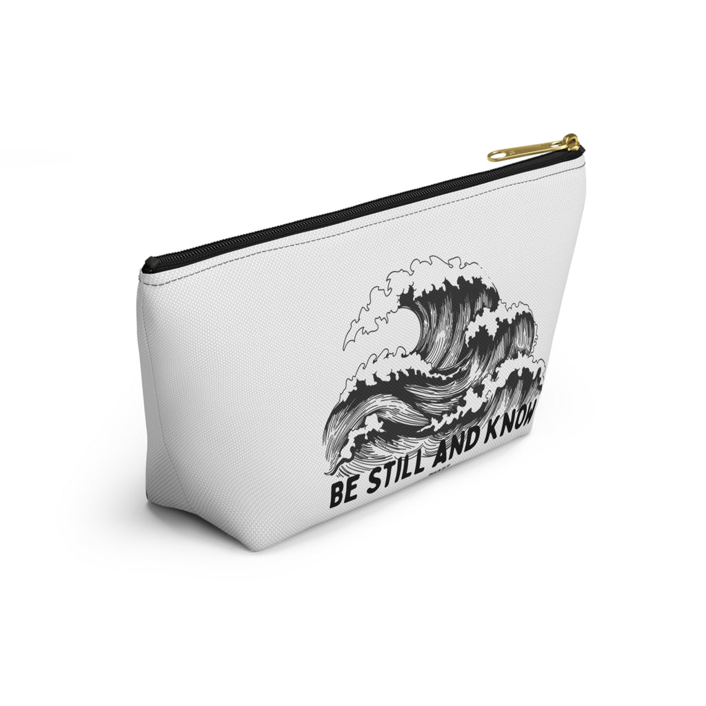 Be Still and Know Accessory Pouch — Japanese Wave Art (Psalm 46:10)