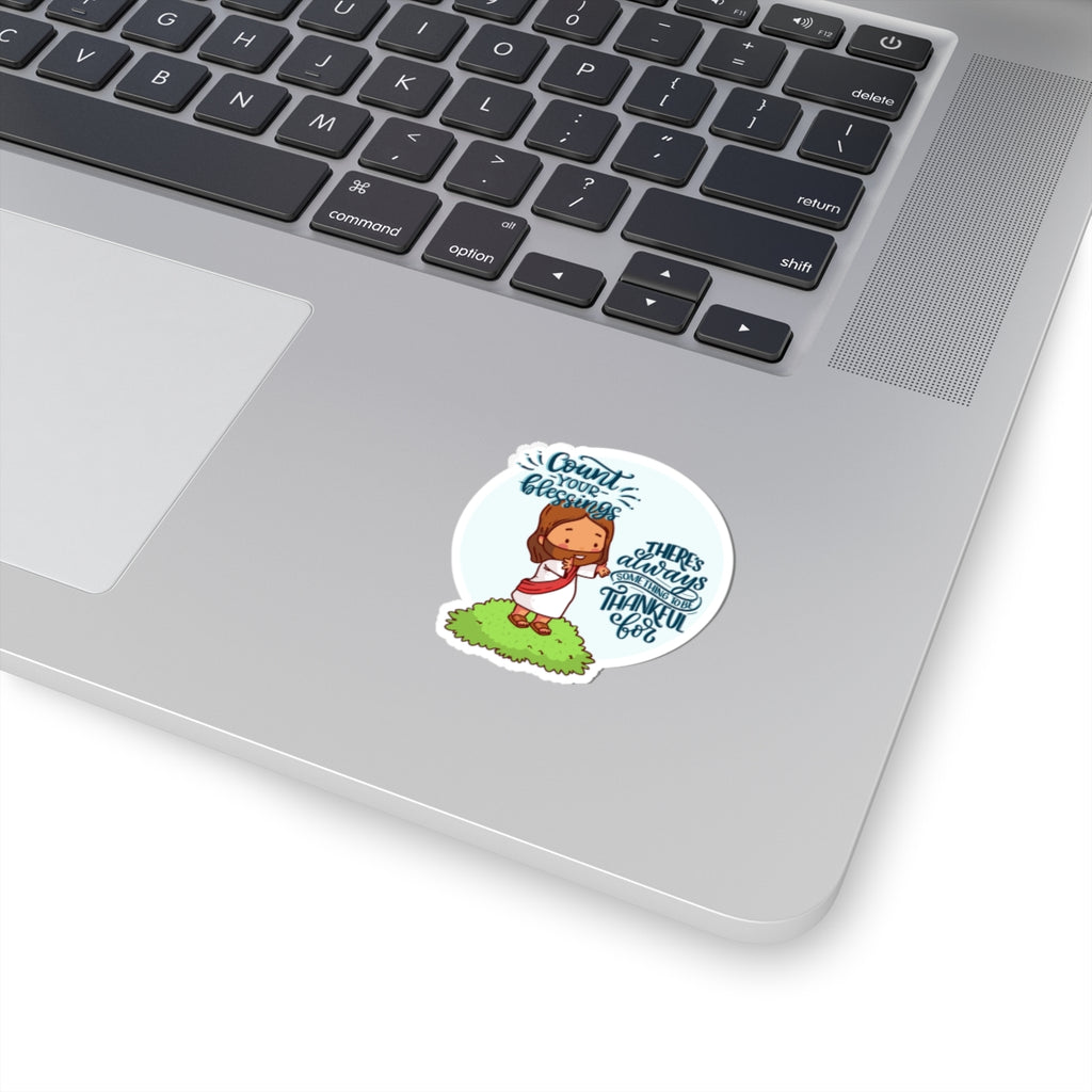Religious Jesus 'Count Your Blessings' Kiss-Cut Sticker — Thankful Faith Design