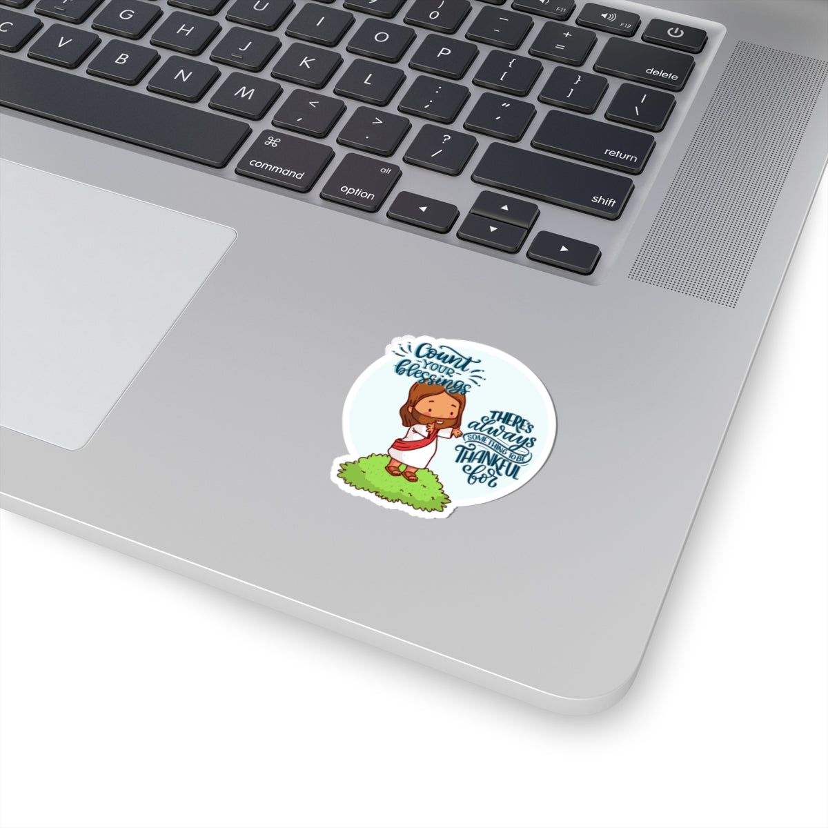 Religious Jesus 'Count Your Blessings' Kiss-Cut Sticker — Thankful Faith Design