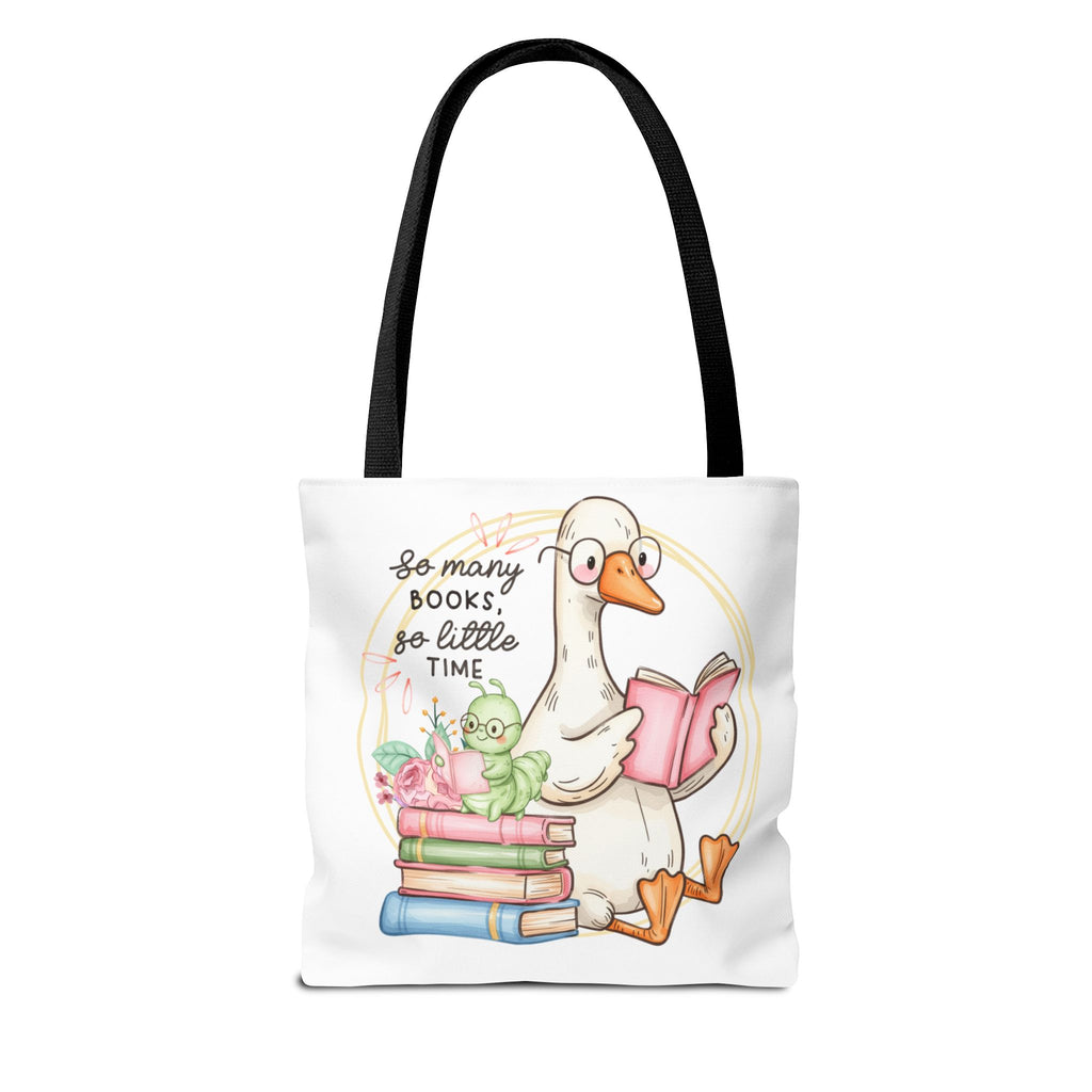 Reading Goose Tote Bag — "So Many Books, So Little Time" Cute Booklover Carryall