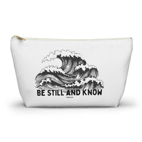 Be Still and Know Accessory Pouch — Japanese Wave Art (Psalm 46:10)