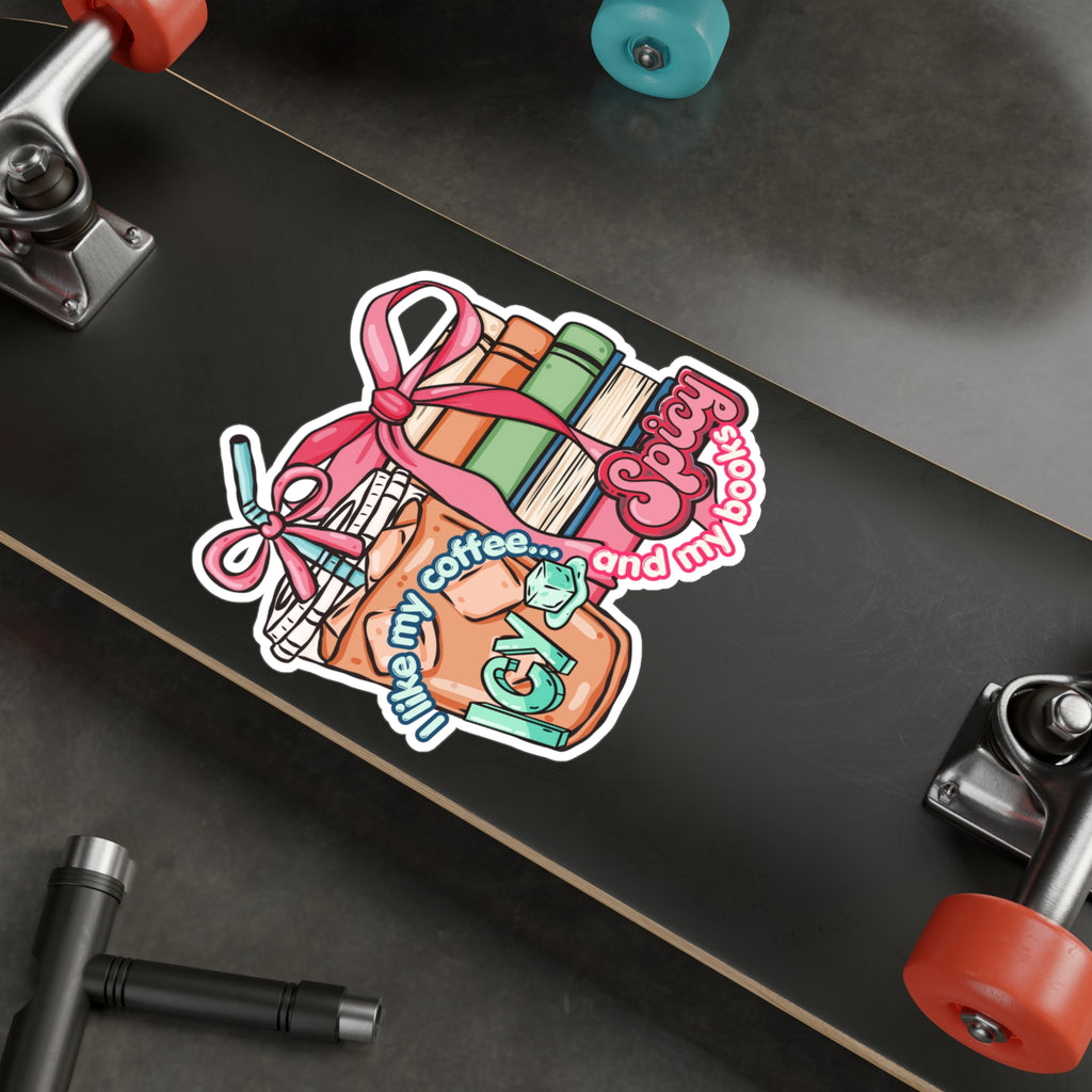 I Like My Coffee Icy & My Books Spicy Vinyl Sticker