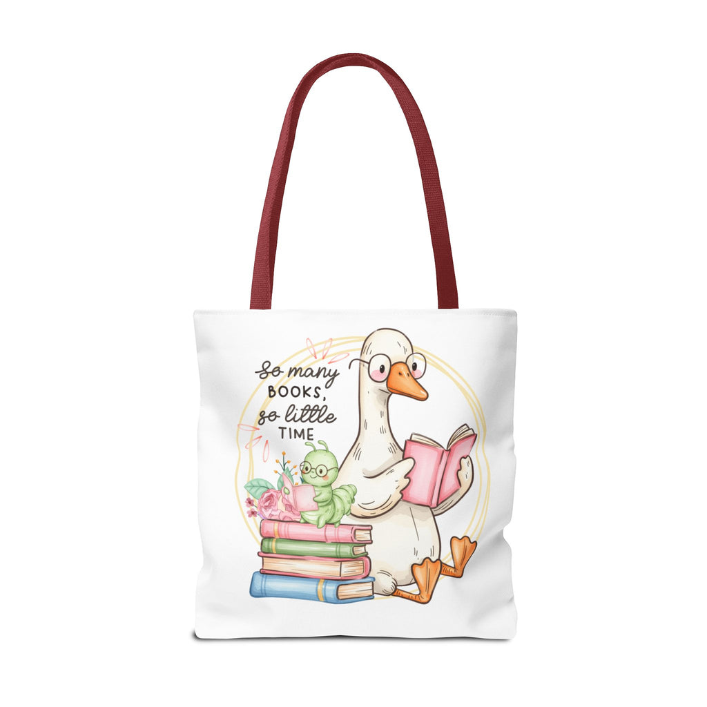 Reading Goose Tote Bag — "So Many Books, So Little Time" Cute Booklover Carryall