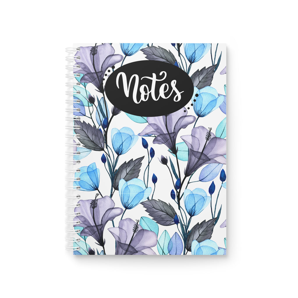 Floral Notes Spiral Notebook — Blue & Lavender Watercolor Bloom Journal
