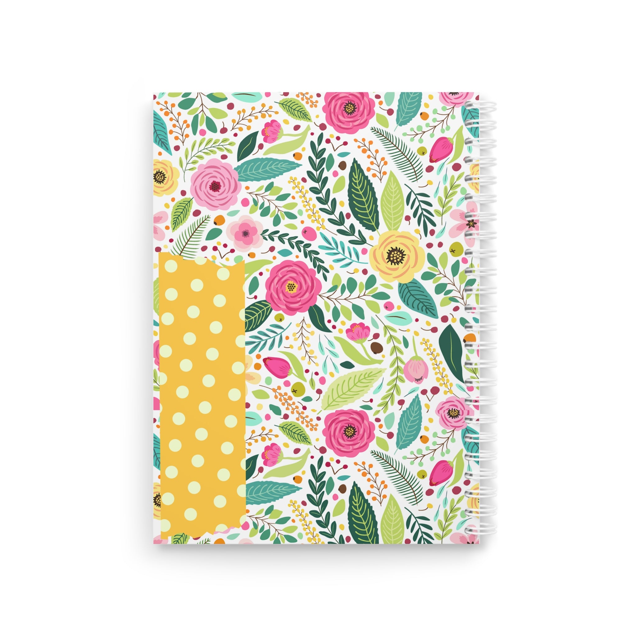Floral Garden Spiral Notebook — Personalized "Loved" Polka Dot Cover