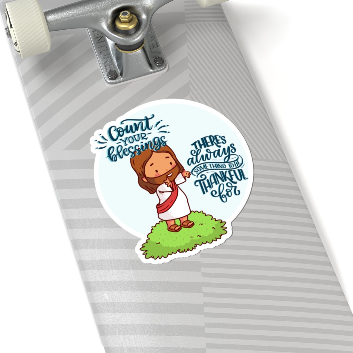 Religious Jesus 'Count Your Blessings' Kiss-Cut Sticker — Thankful Faith Design