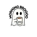 Morning Broooo Ghost Coffee Sticker — Kiss-Cut Vinyl Decal