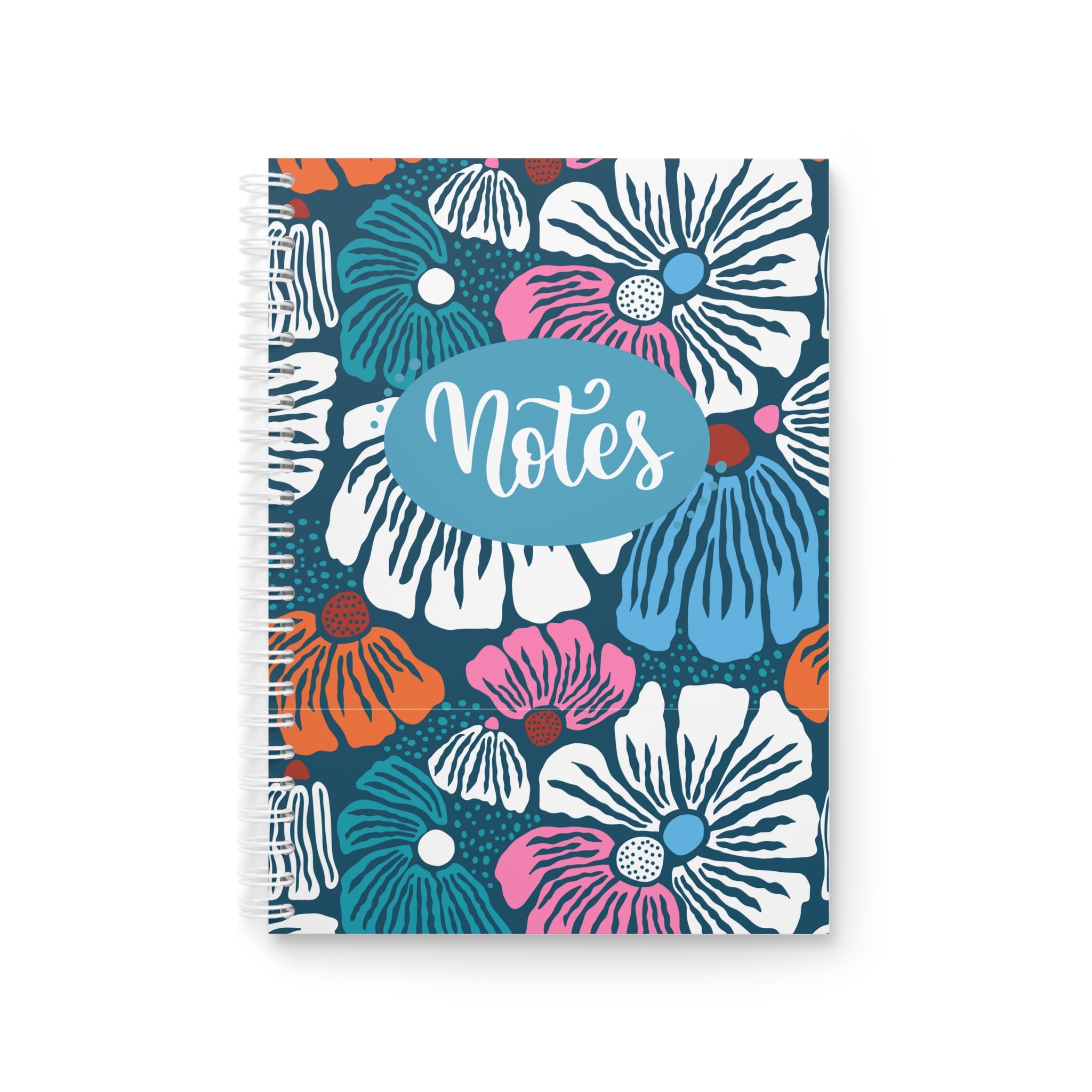 Floral Notes Spiral Notebook — Colorful Hand-Drawn Flower Journal for School & Everyday Notes