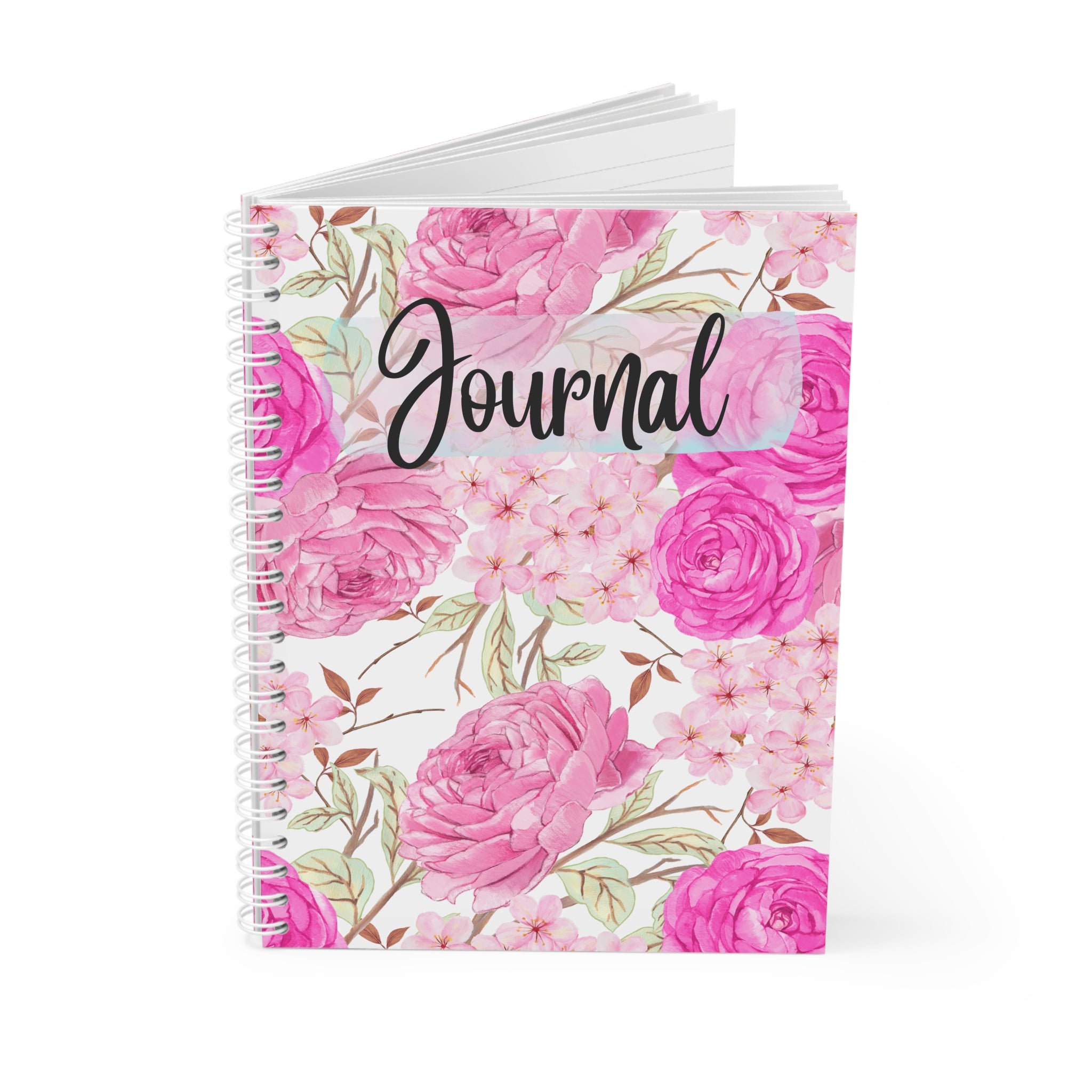 Floral Journal Spiral Notebook – Pink Peony Garden Notebook for Notes & Gifts