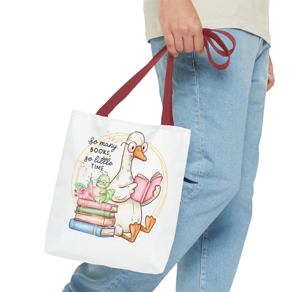 Reading Goose Tote Bag — "So Many Books, So Little Time" Cute Booklover Carryall