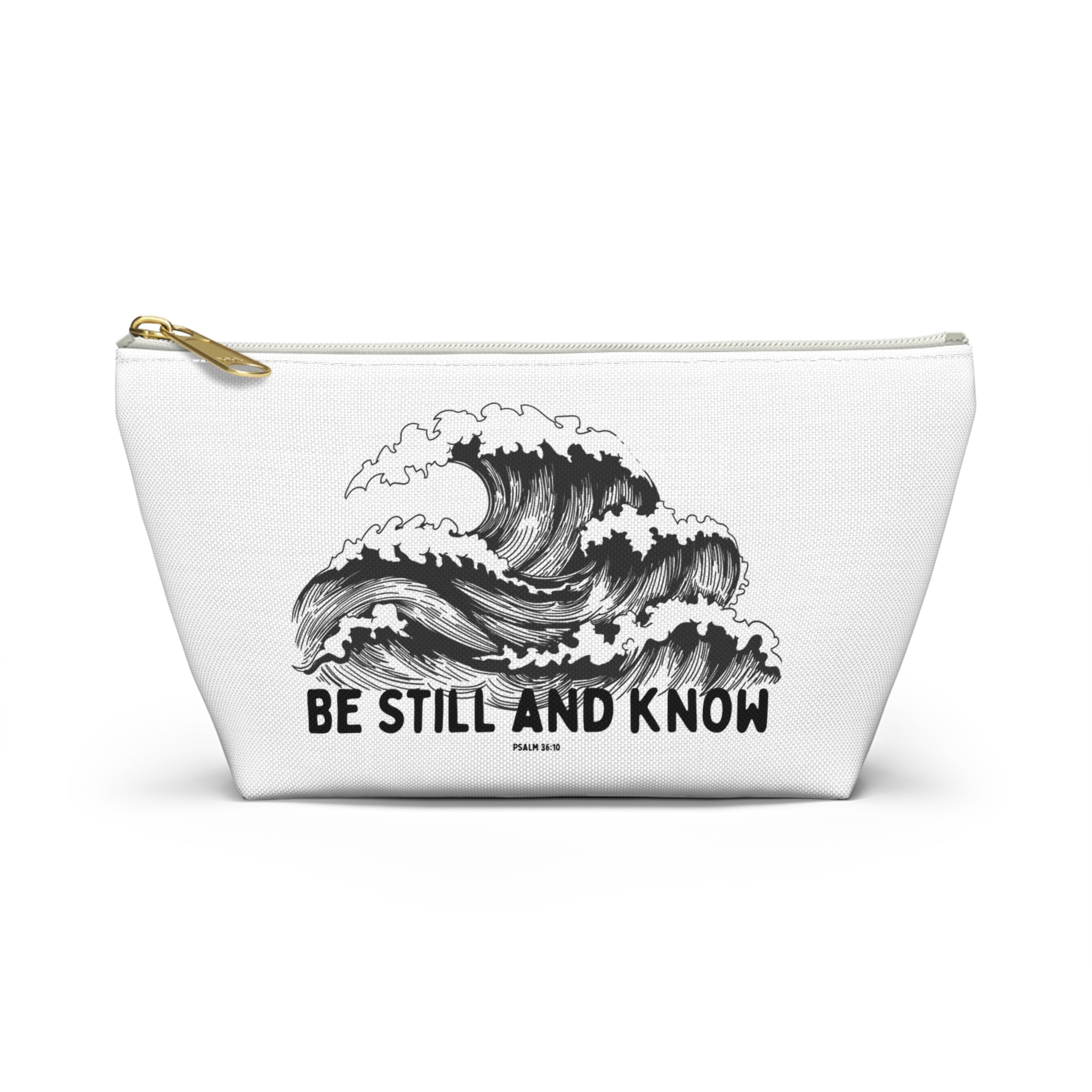 Be Still and Know Accessory Pouch — Japanese Wave Art (Psalm 46:10)