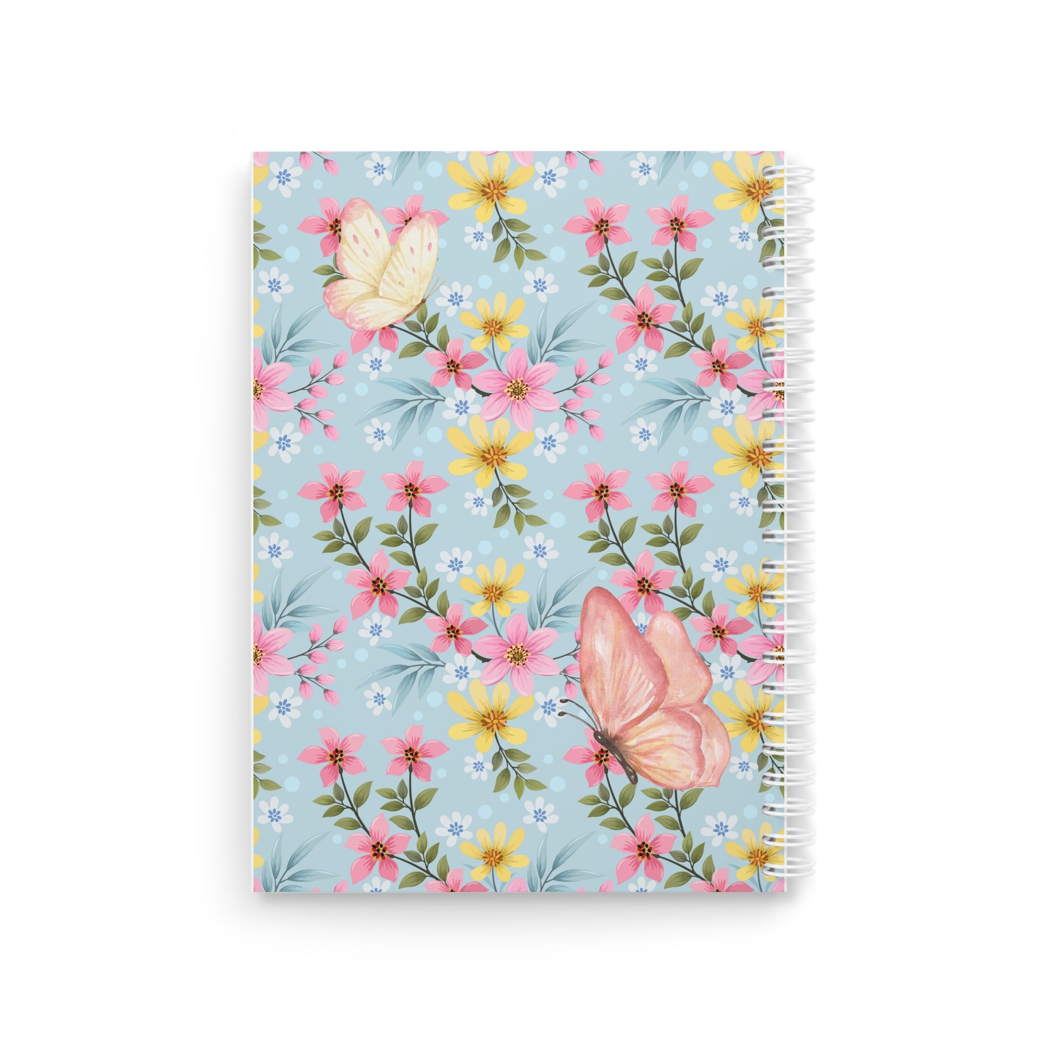 Butterfly Floral Spiral Notebook — "A woman should be like a butterfly: pretty to see, but hard to catch" — Inspirational Journal