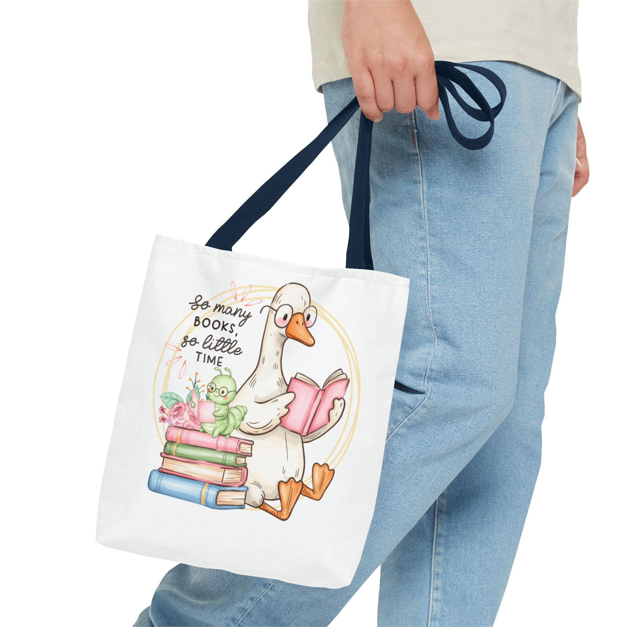 Reading Goose Tote Bag — "So Many Books, So Little Time" Cute Booklover Carryall