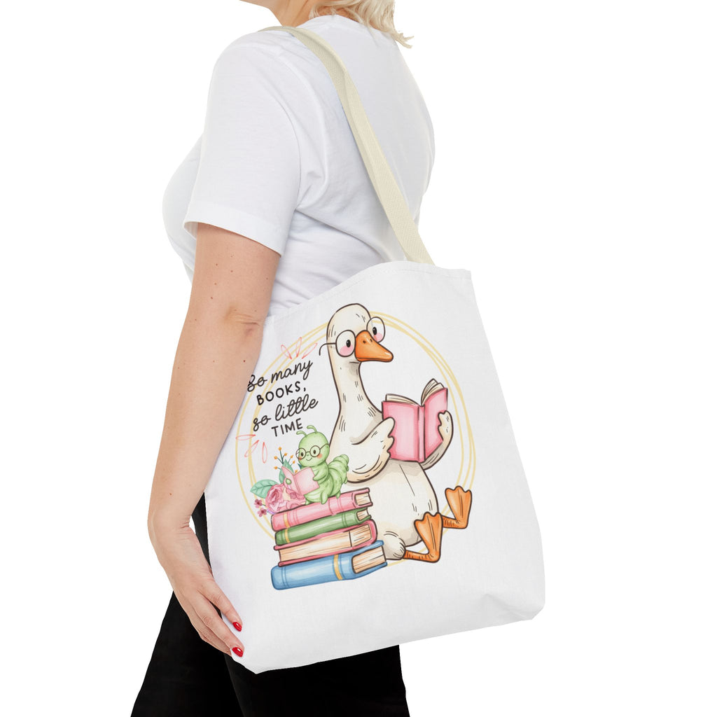Reading Goose Tote Bag — "So Many Books, So Little Time" Cute Booklover Carryall