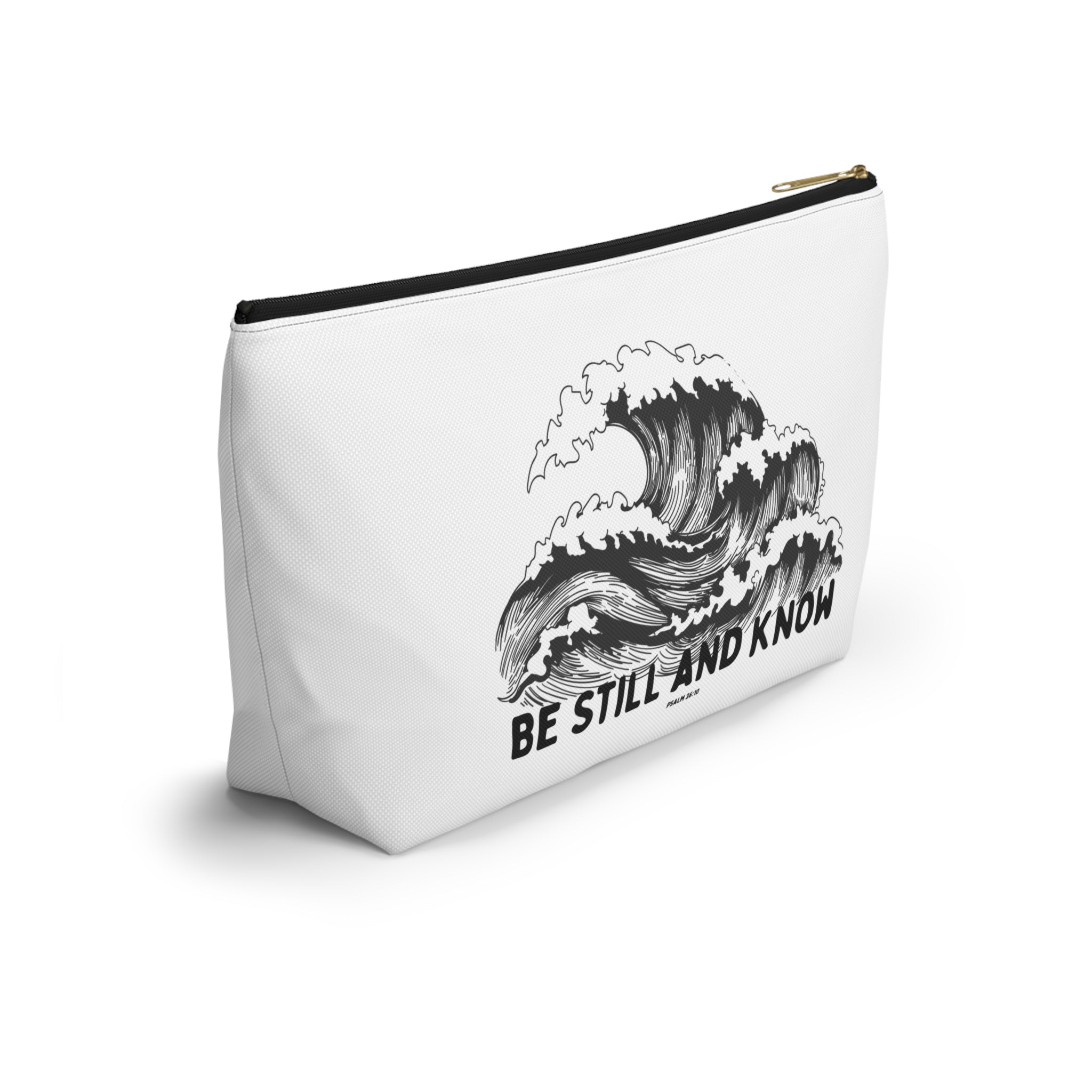 Be Still and Know Accessory Pouch — Japanese Wave Art (Psalm 46:10)