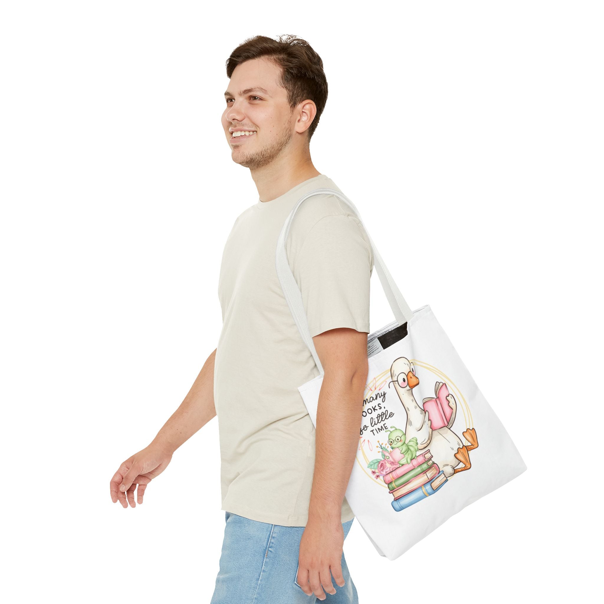 Reading Goose Tote Bag — "So Many Books, So Little Time" Cute Booklover Carryall