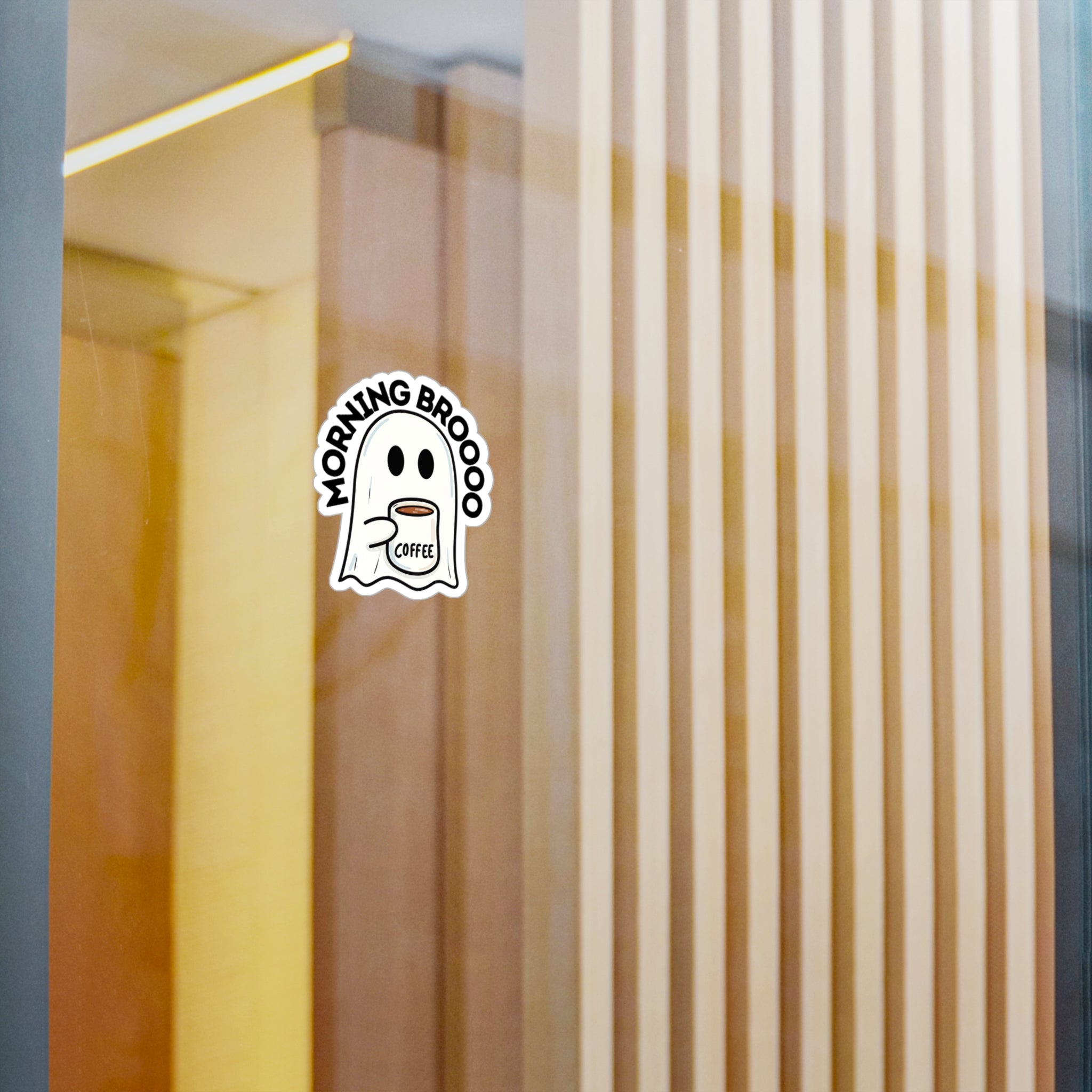 Morning Broooo Ghost Coffee Sticker — Kiss-Cut Vinyl Decal