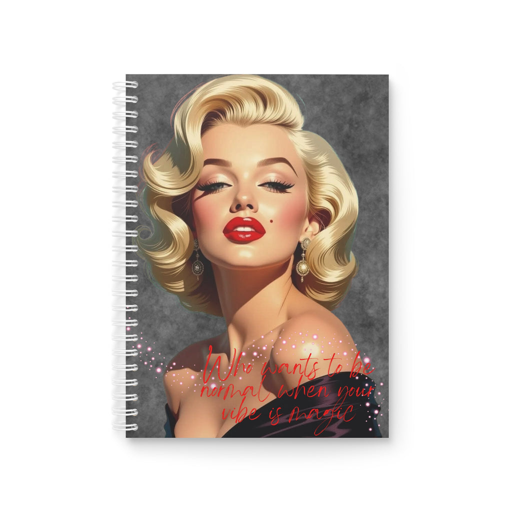 Spiral Notebook - Vintage Glam Marilyn Monroe Portrait Journal with Red Kiss Accent