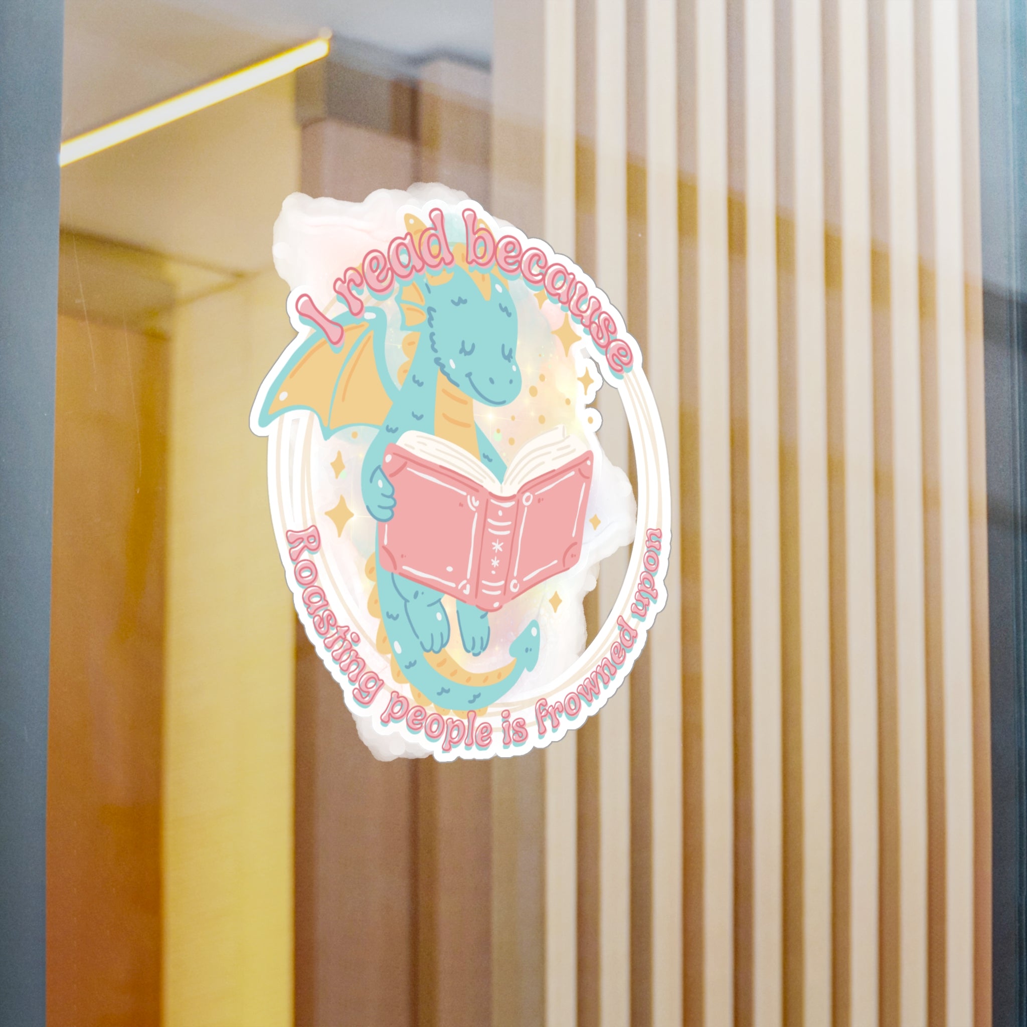 Reading Dragon Kiss-Cut Vinyl Sticker — "I read because roasting people is frowned upon"