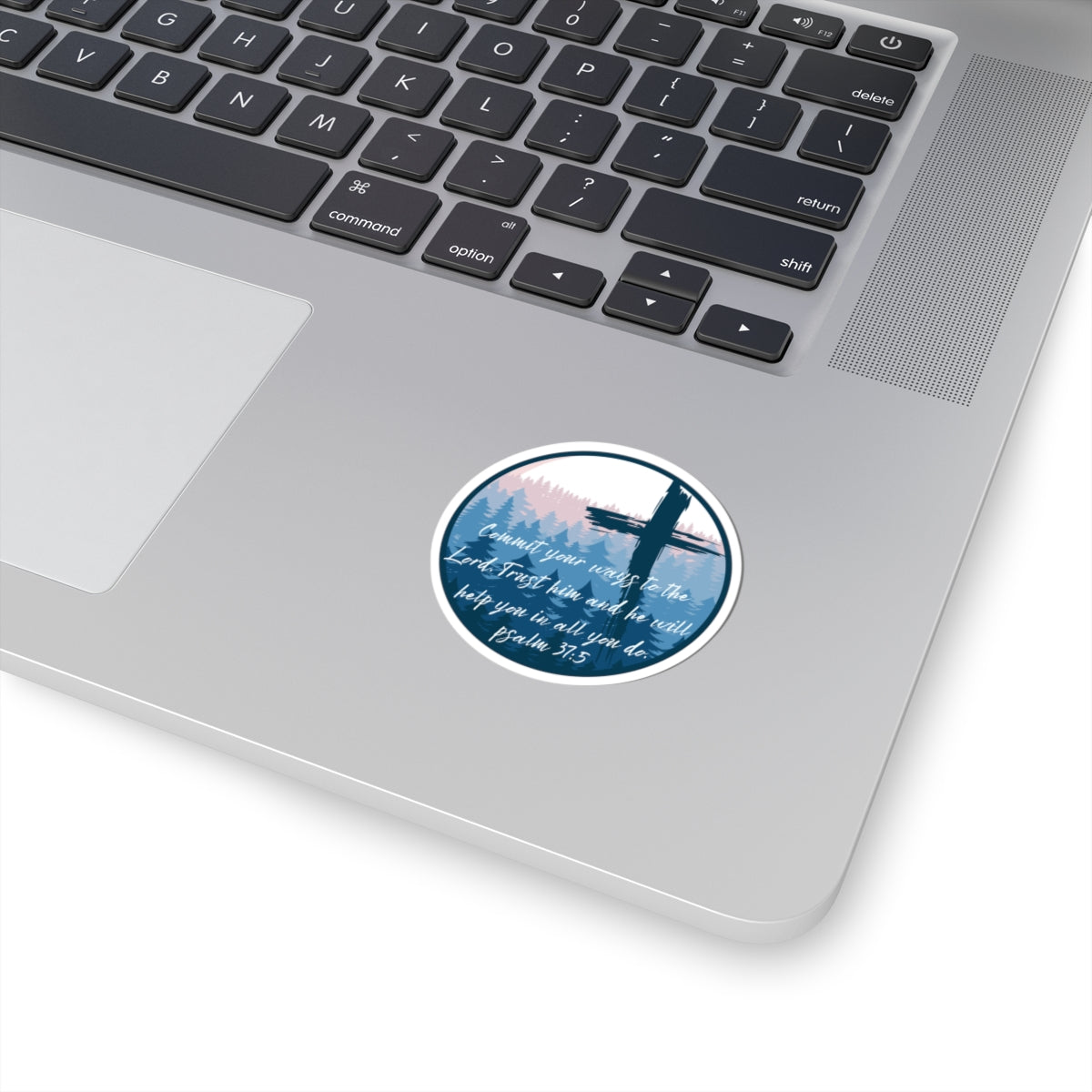 Psalm 37:5 Cross Kiss-Cut Sticker — Christian Faith Inspirational Vinyl Sticker