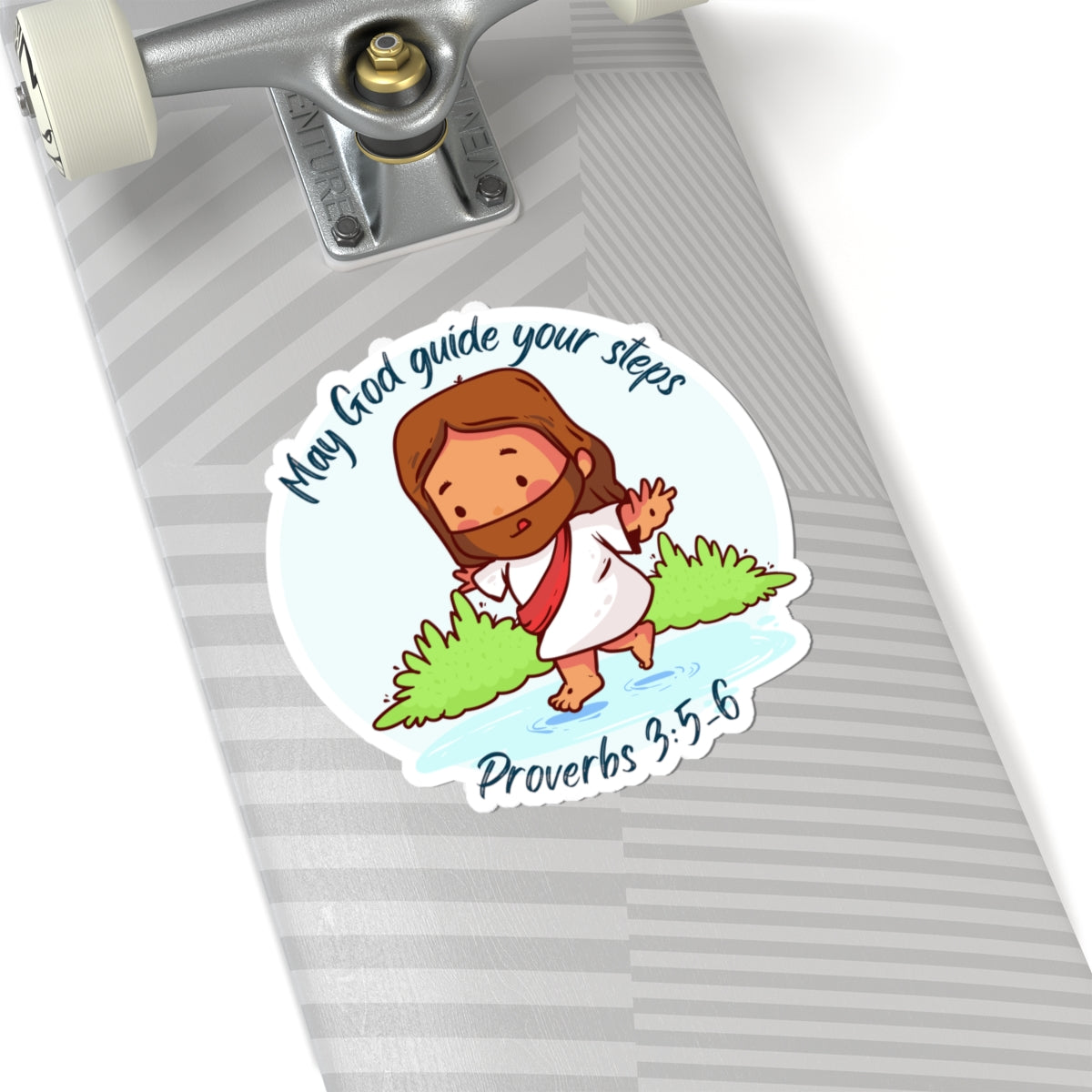 Jesus Sticker — “May God Guide Your Steps” (Proverbs 3:5-6) Kiss-Cut