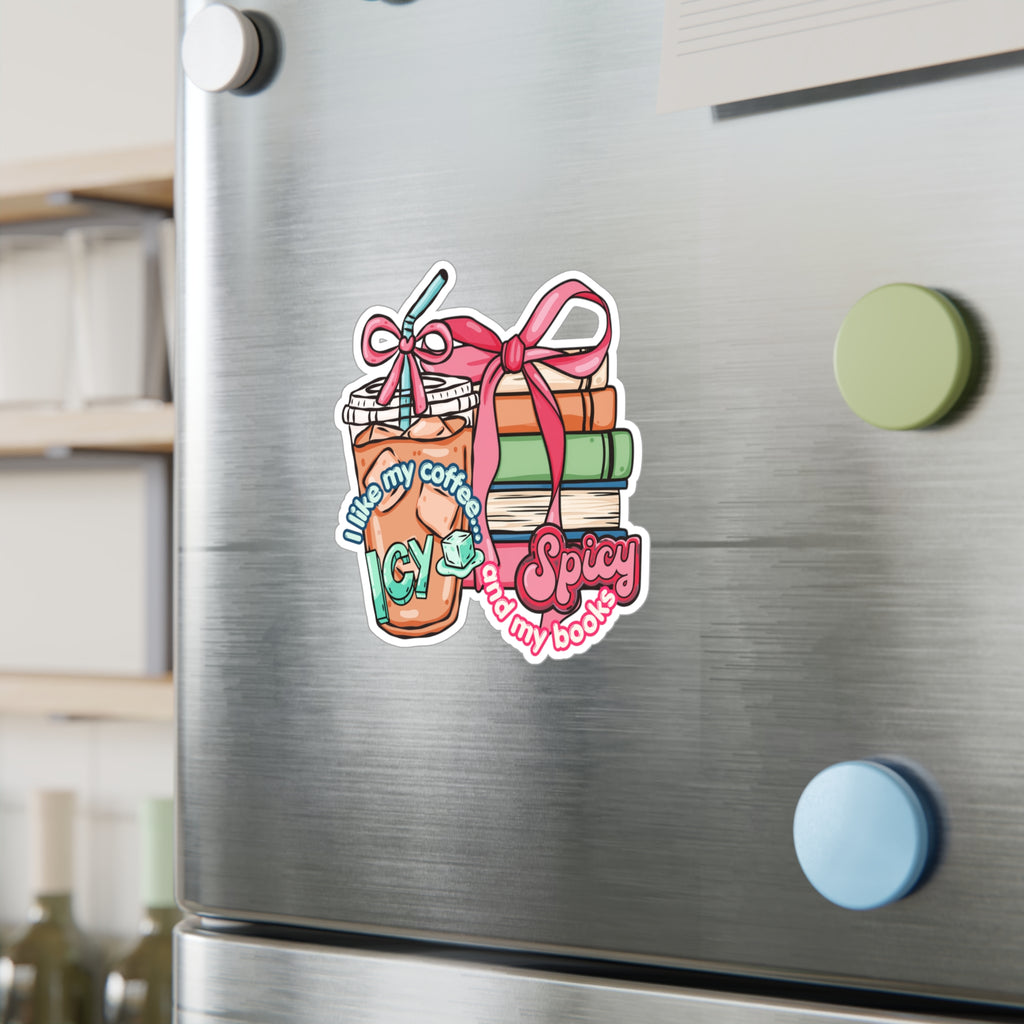 I Like My Coffee Icy & My Books Spicy Vinyl Sticker