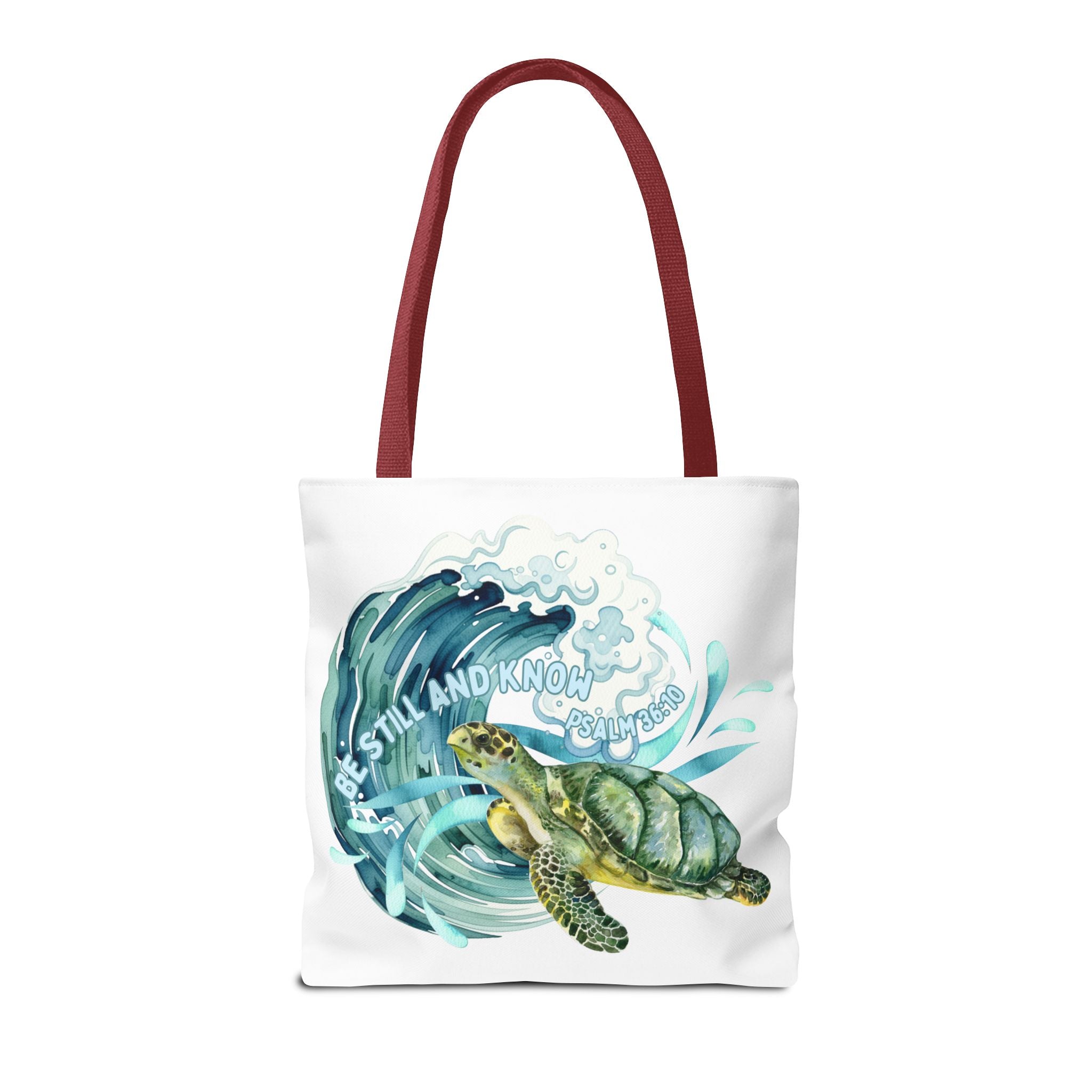 Sea Turtle Wave Tote Bag — "Be Still and Know" Ocean Eco Shopper