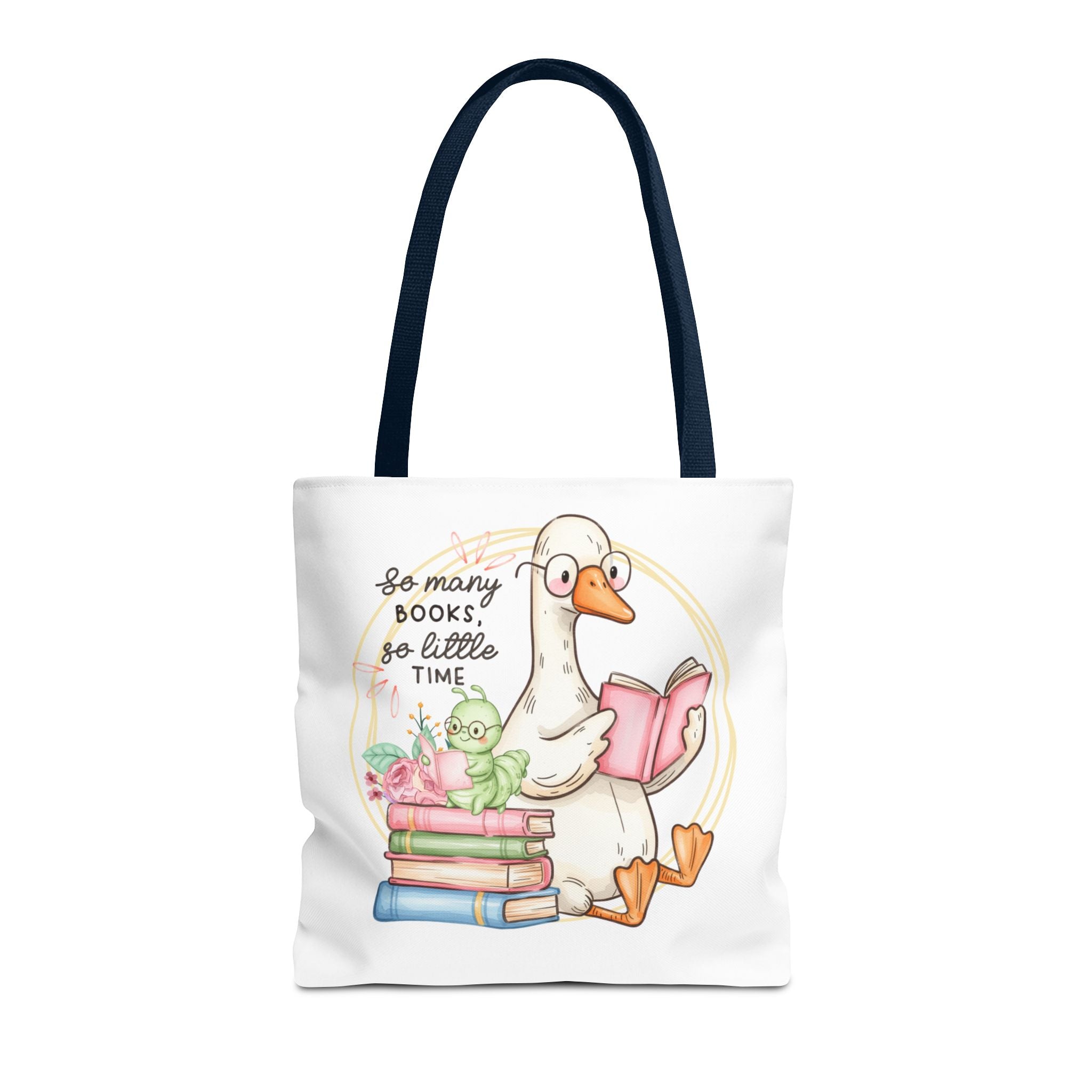 Reading Goose Tote Bag — "So Many Books, So Little Time" Cute Booklover Carryall