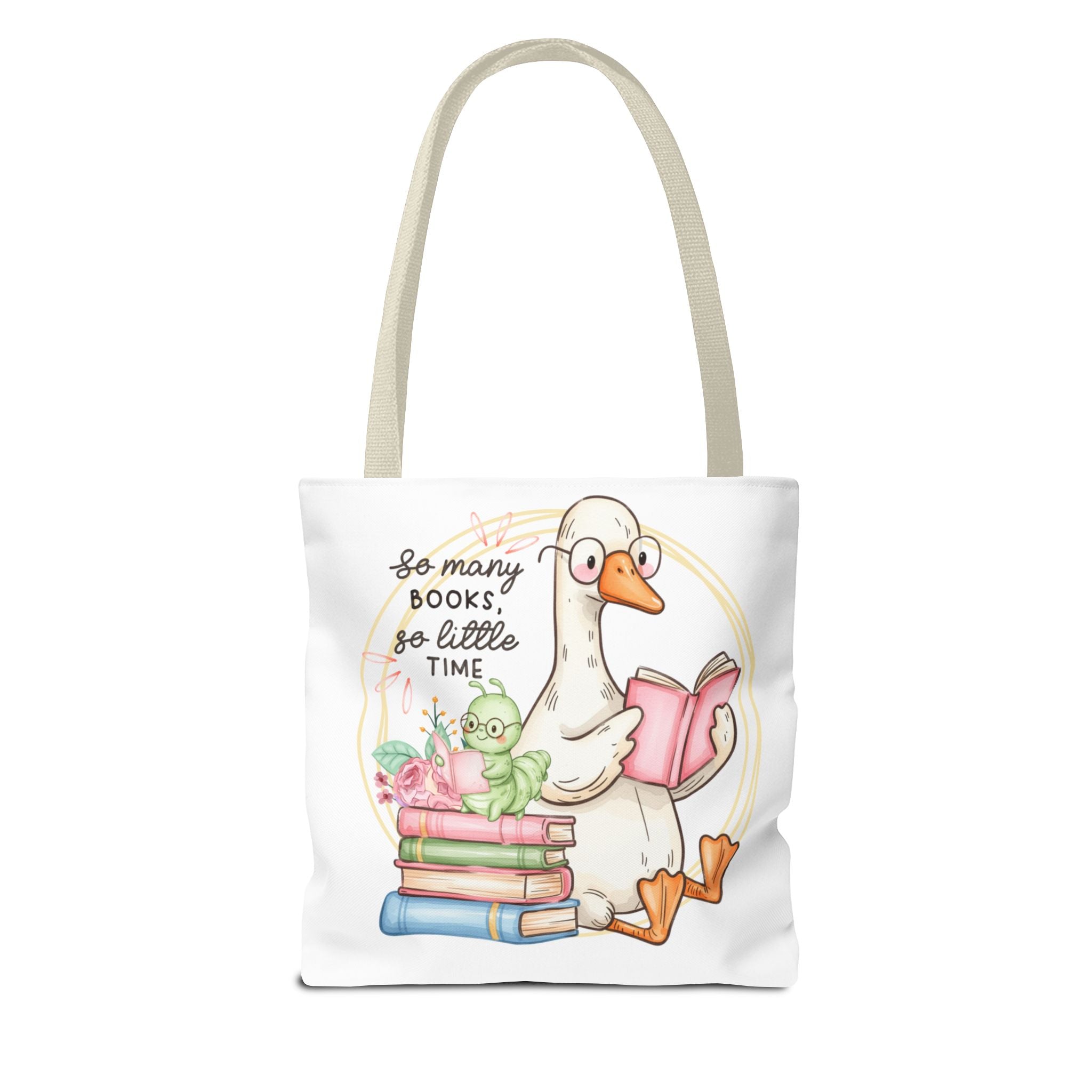 Reading Goose Tote Bag — "So Many Books, So Little Time" Cute Booklover Carryall