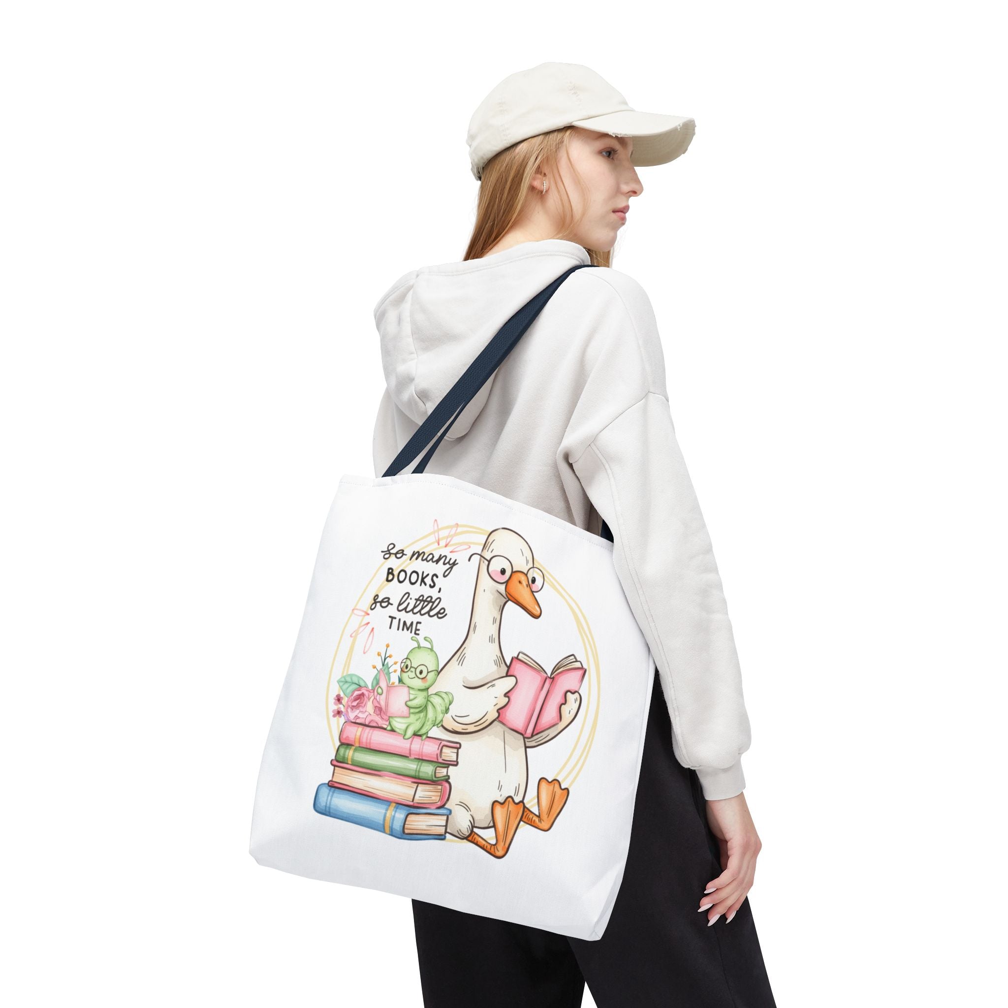 Reading Goose Tote Bag — "So Many Books, So Little Time" Cute Booklover Carryall