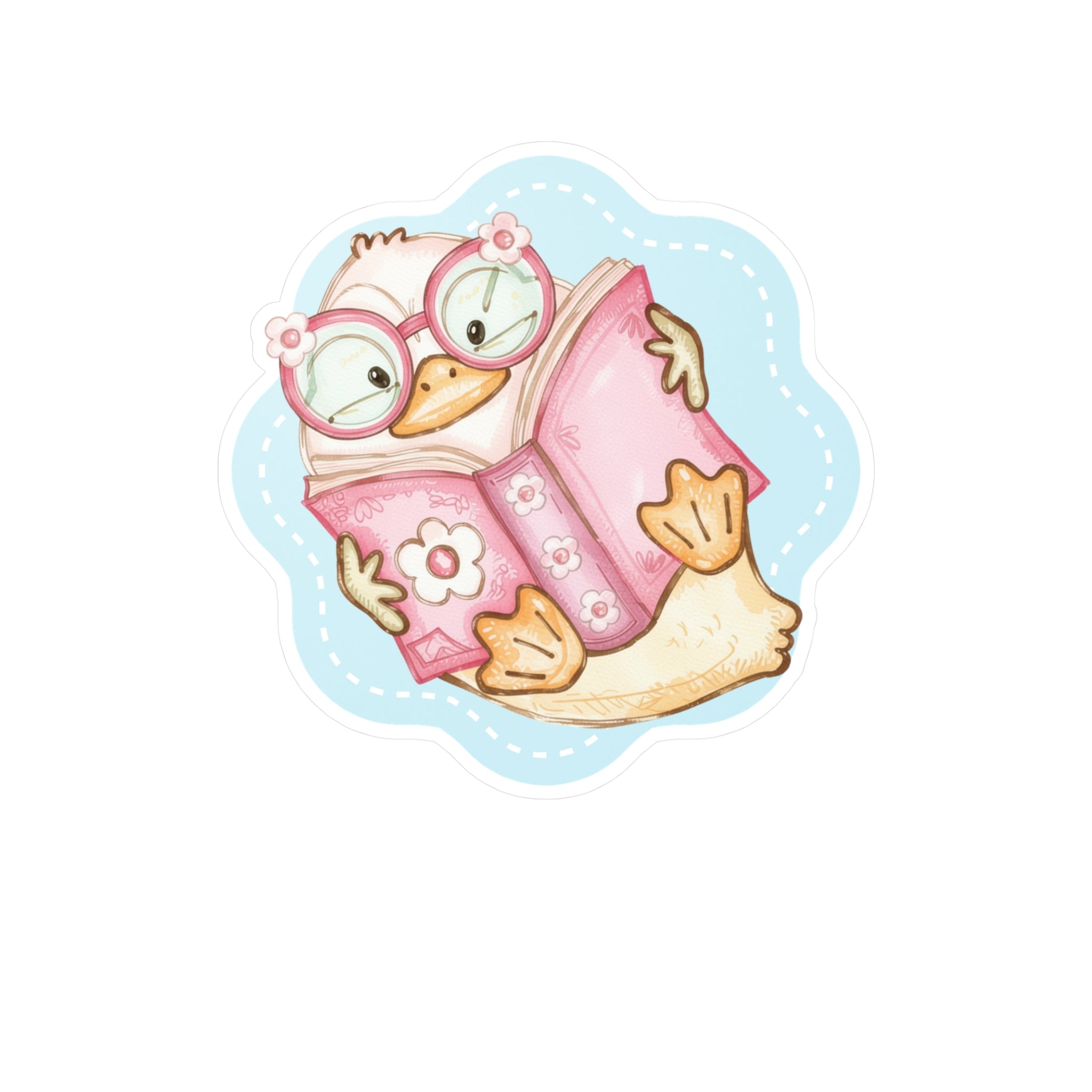 Cute Reading Duck Vinyl Sticker — Kiss-Cut Decal for Books, Laptops & Windows