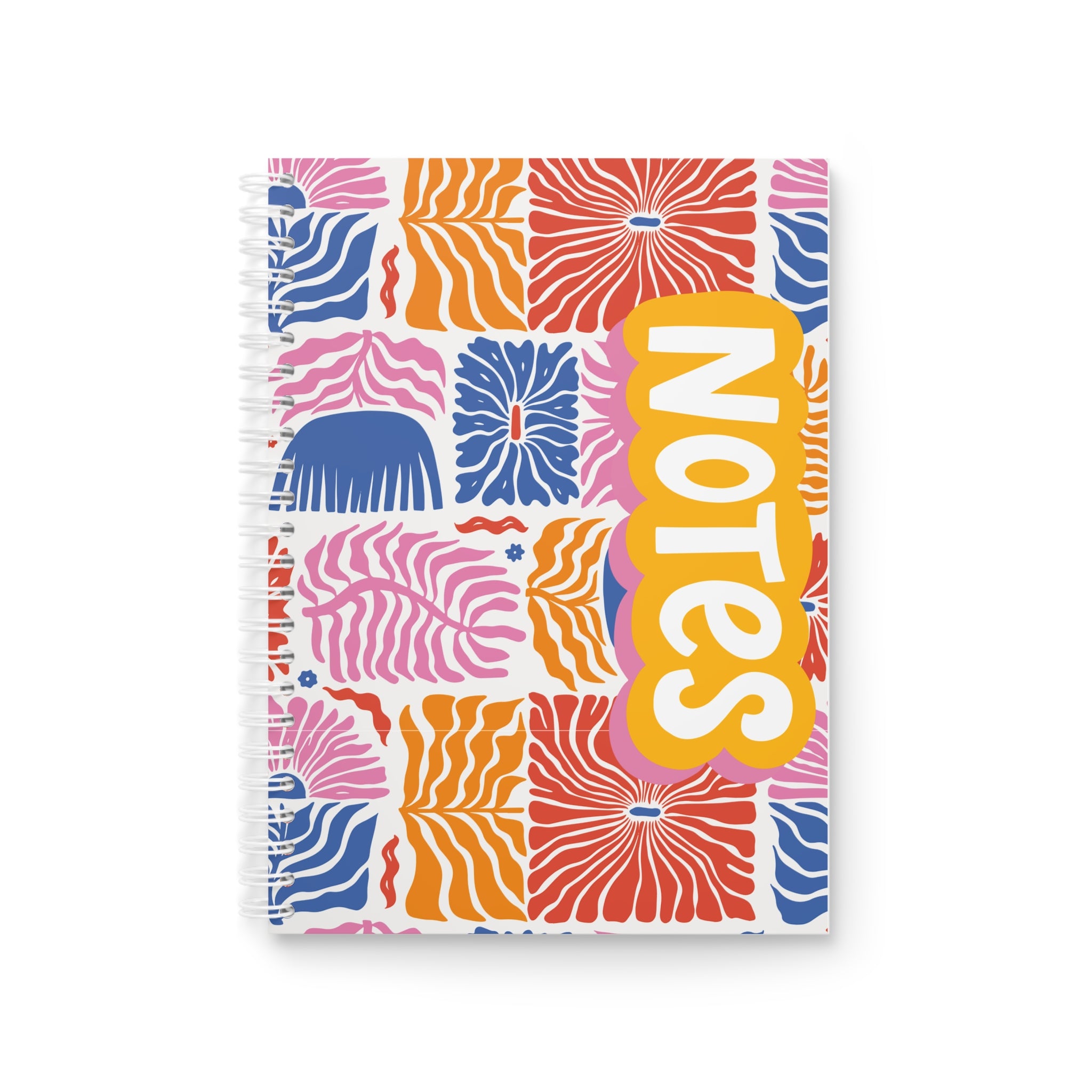 Spiral Notebook — Bold Floral Notes Journal (Colorful Pattern, "NOTES" Cover)