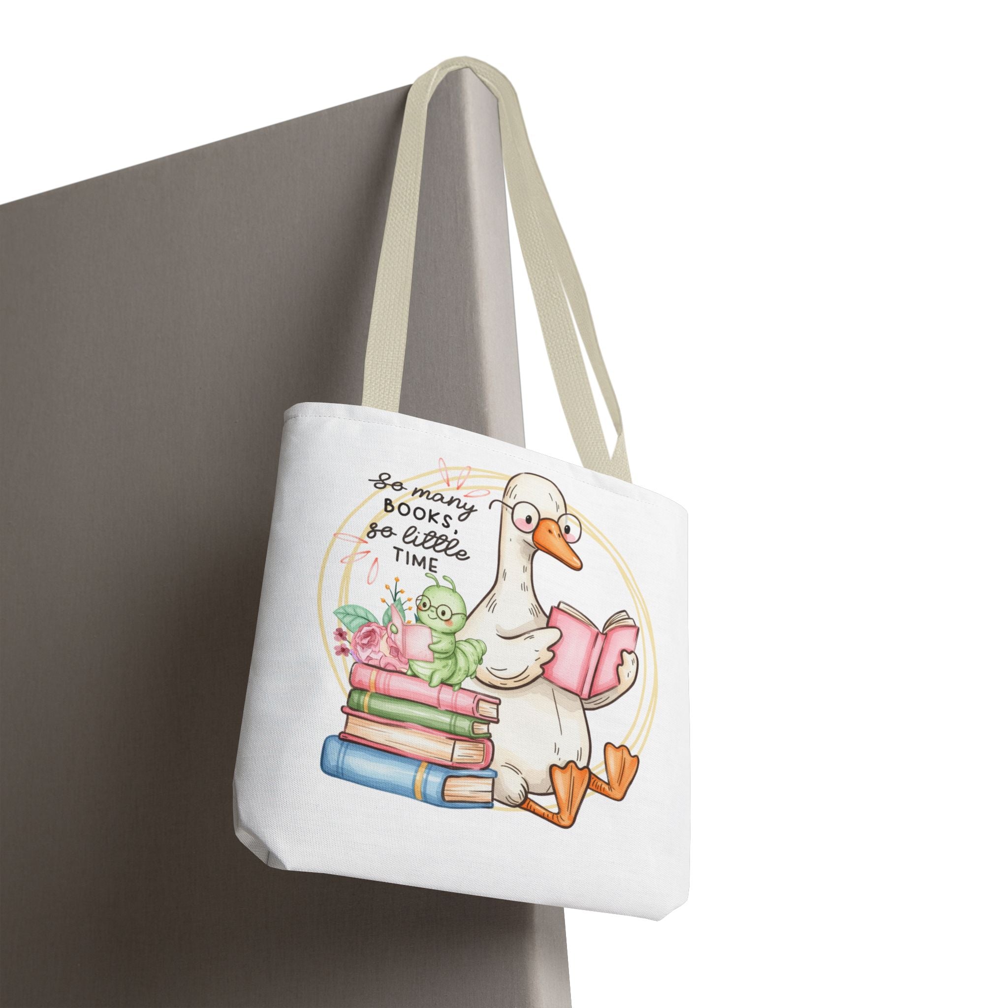 Reading Goose Tote Bag — "So Many Books, So Little Time" Cute Booklover Carryall