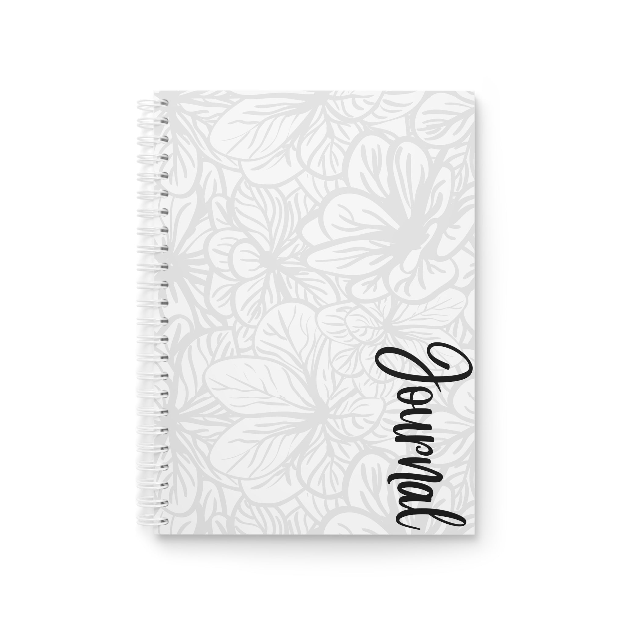Floral Friends Spiral Notebook — Personalized "Home" Script Cover