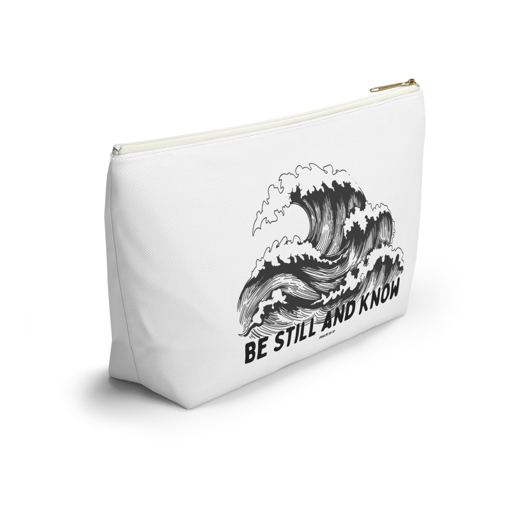 Be Still and Know Accessory Pouch — Japanese Wave Art (Psalm 46:10)