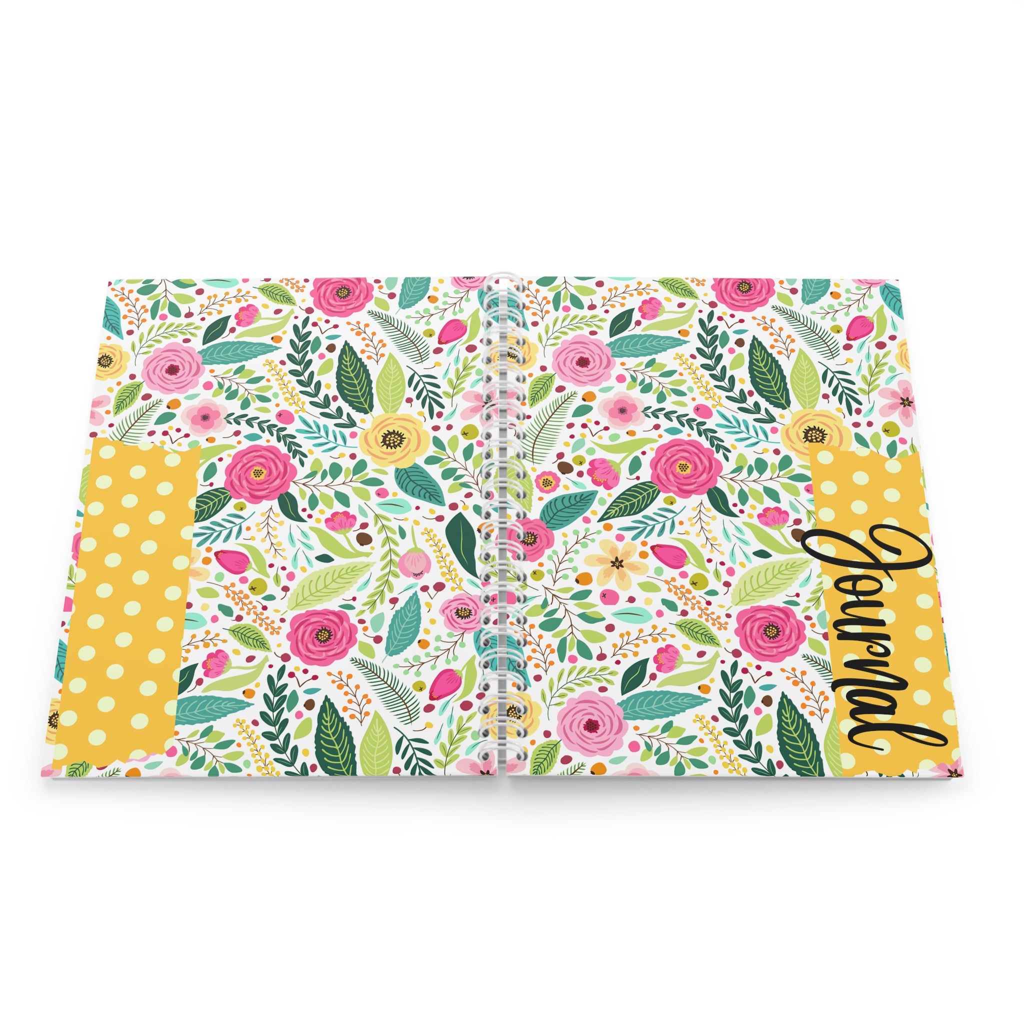 Floral Garden Spiral Notebook — Personalized "Loved" Polka Dot Cover