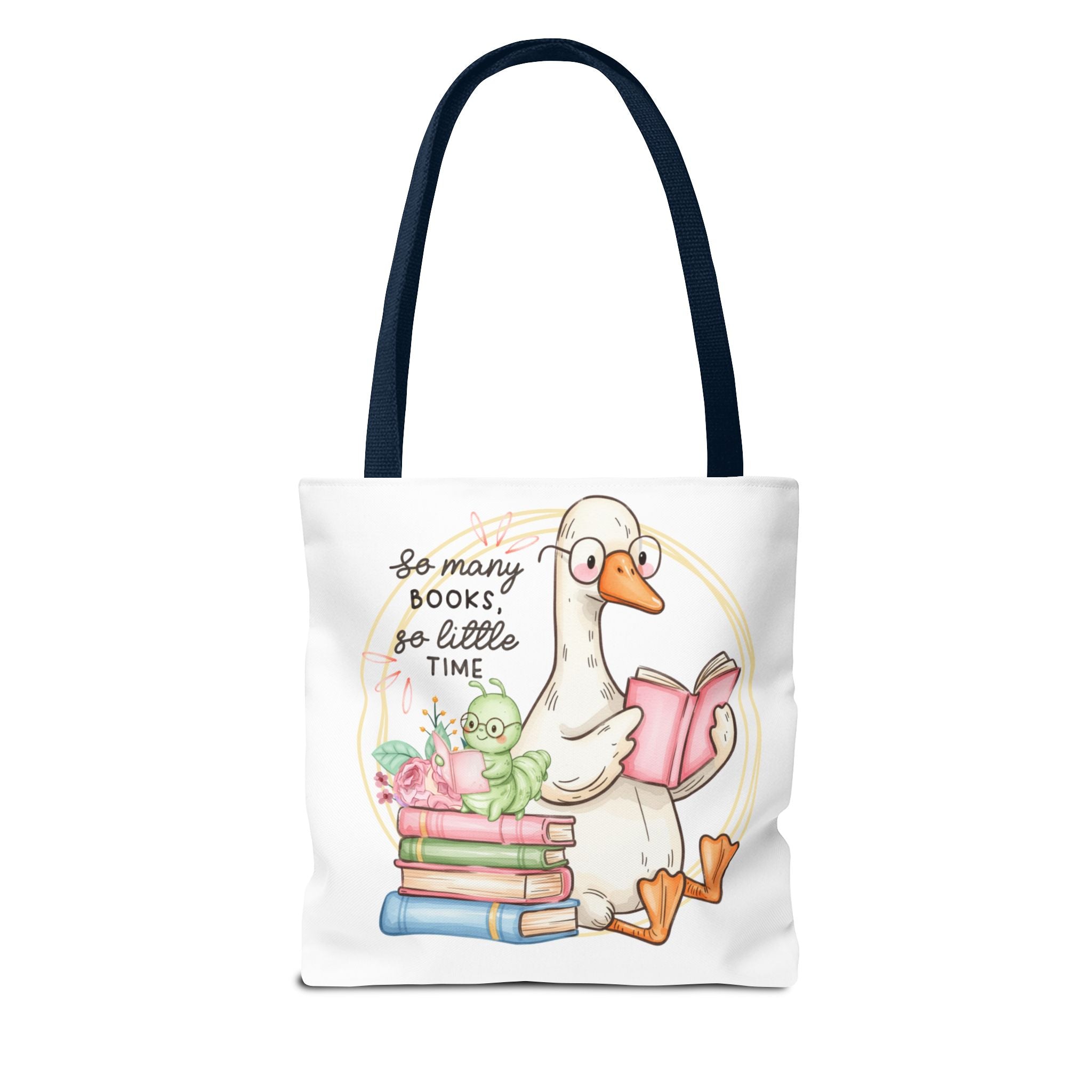 Reading Goose Tote Bag — "So Many Books, So Little Time" Cute Booklover Carryall