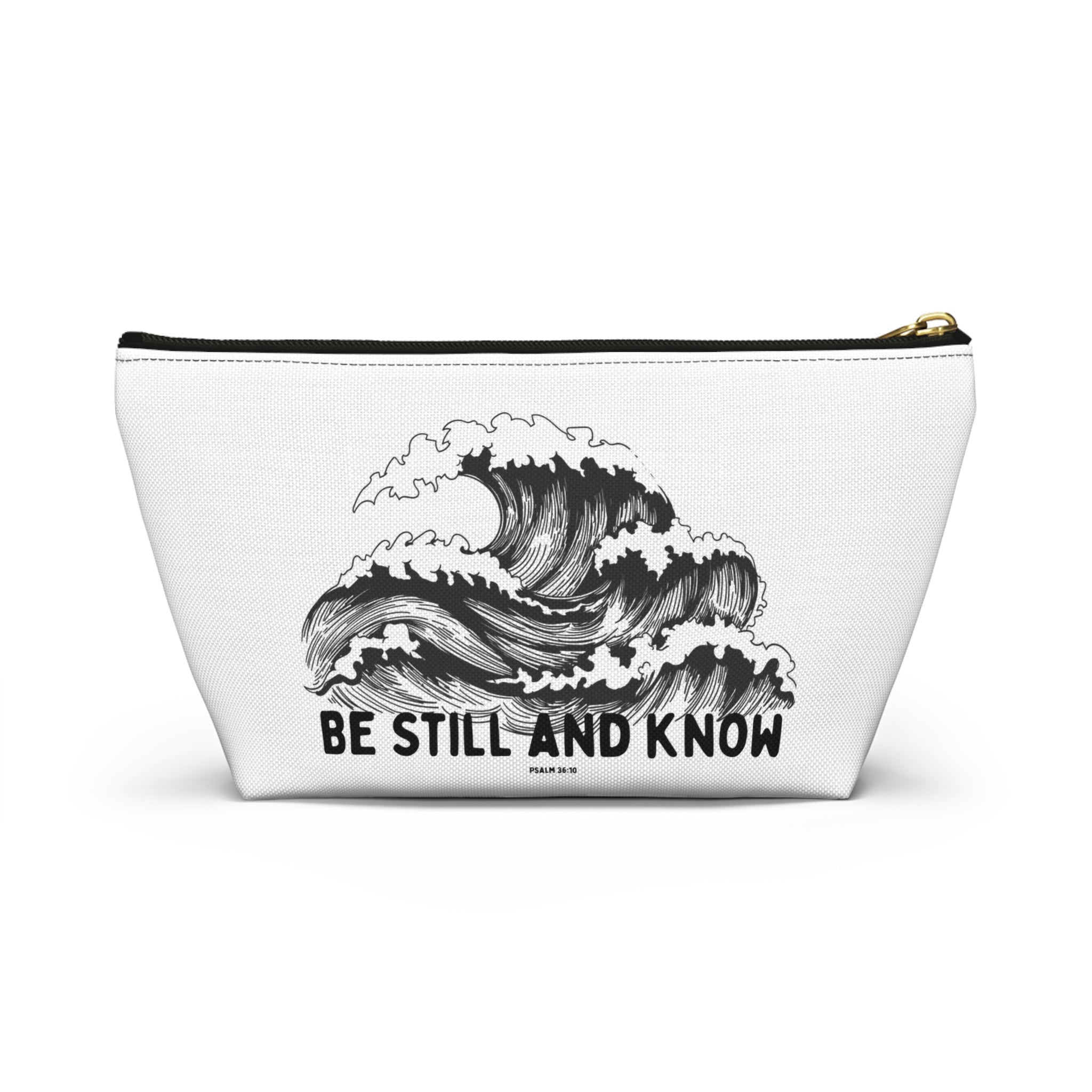 Be Still and Know Accessory Pouch — Japanese Wave Art (Psalm 46:10)