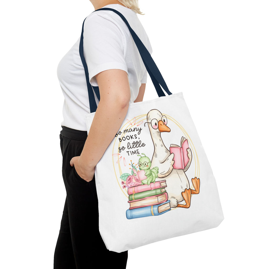 Reading Goose Tote Bag — "So Many Books, So Little Time" Cute Booklover Carryall