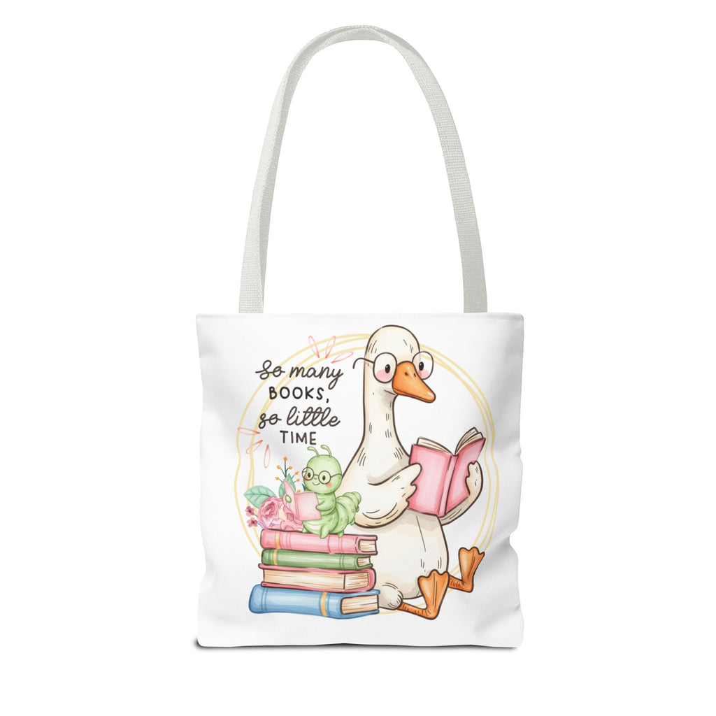 Reading Goose Tote Bag — "So Many Books, So Little Time" Cute Booklover Carryall