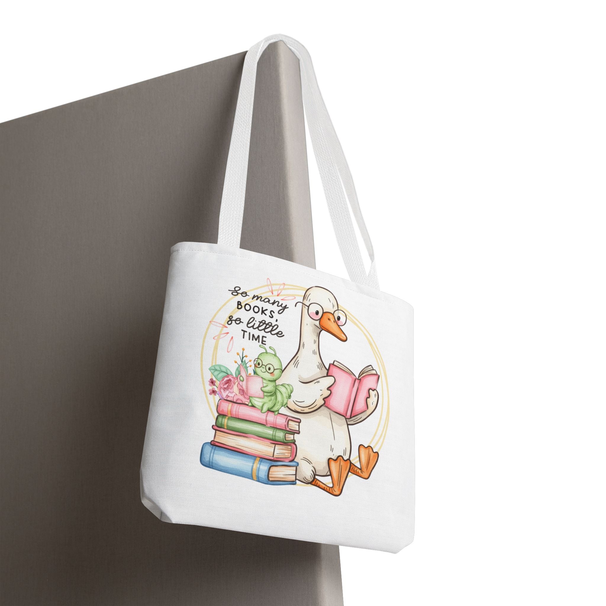 Reading Goose Tote Bag — "So Many Books, So Little Time" Cute Booklover Carryall