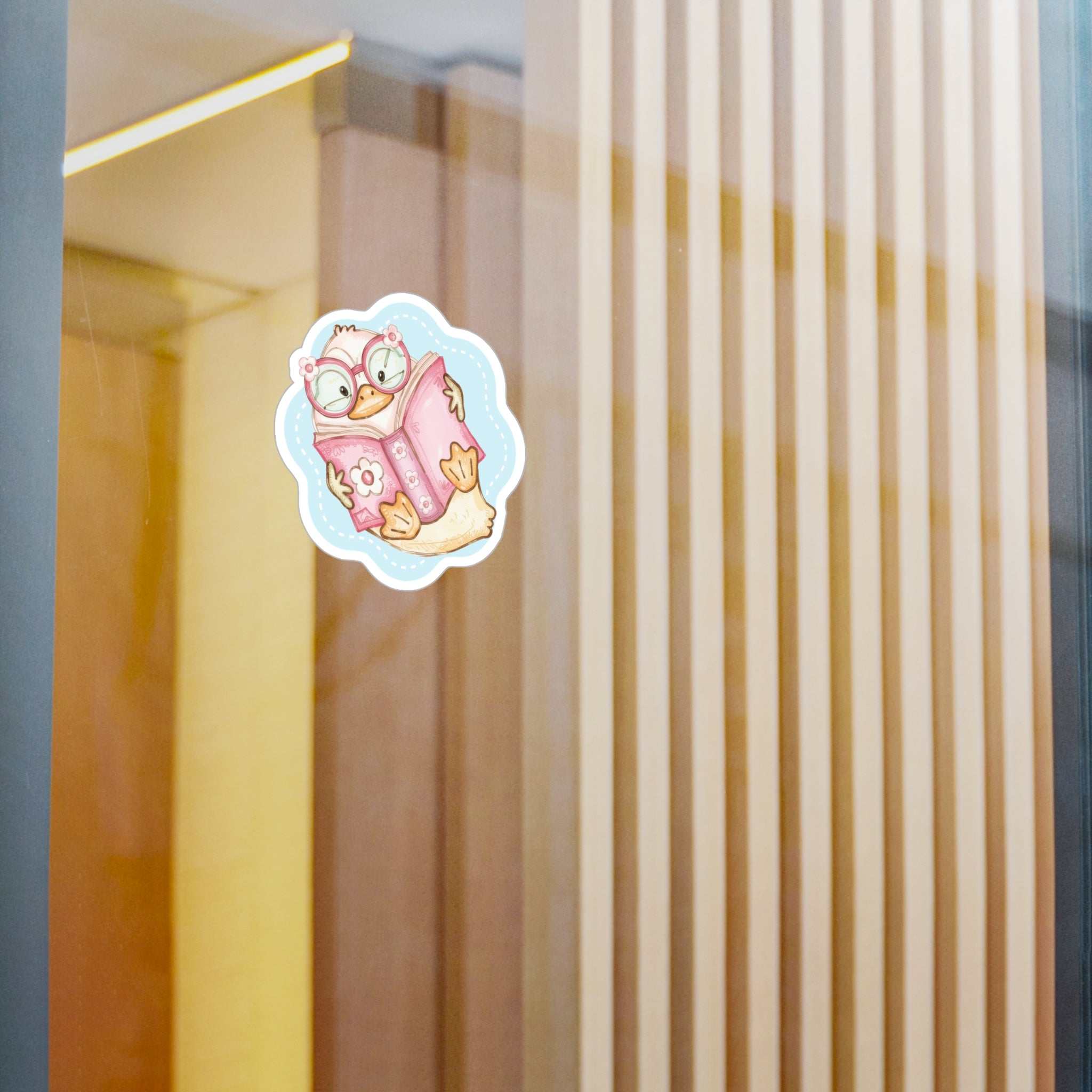 Cute Reading Duck Vinyl Sticker — Kiss-Cut Decal for Books, Laptops & Windows