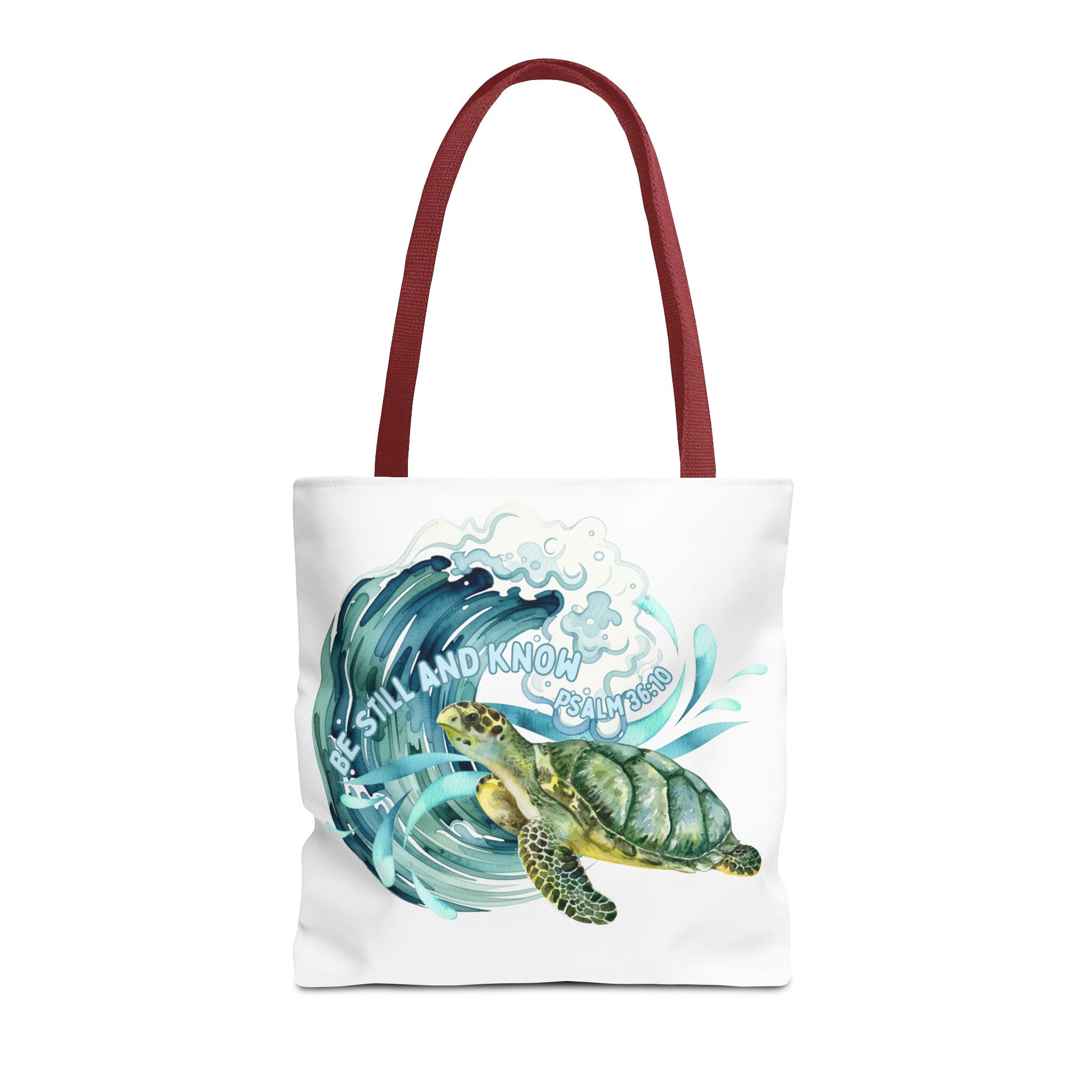 Sea Turtle Wave Tote Bag — "Be Still and Know" Ocean Eco Shopper