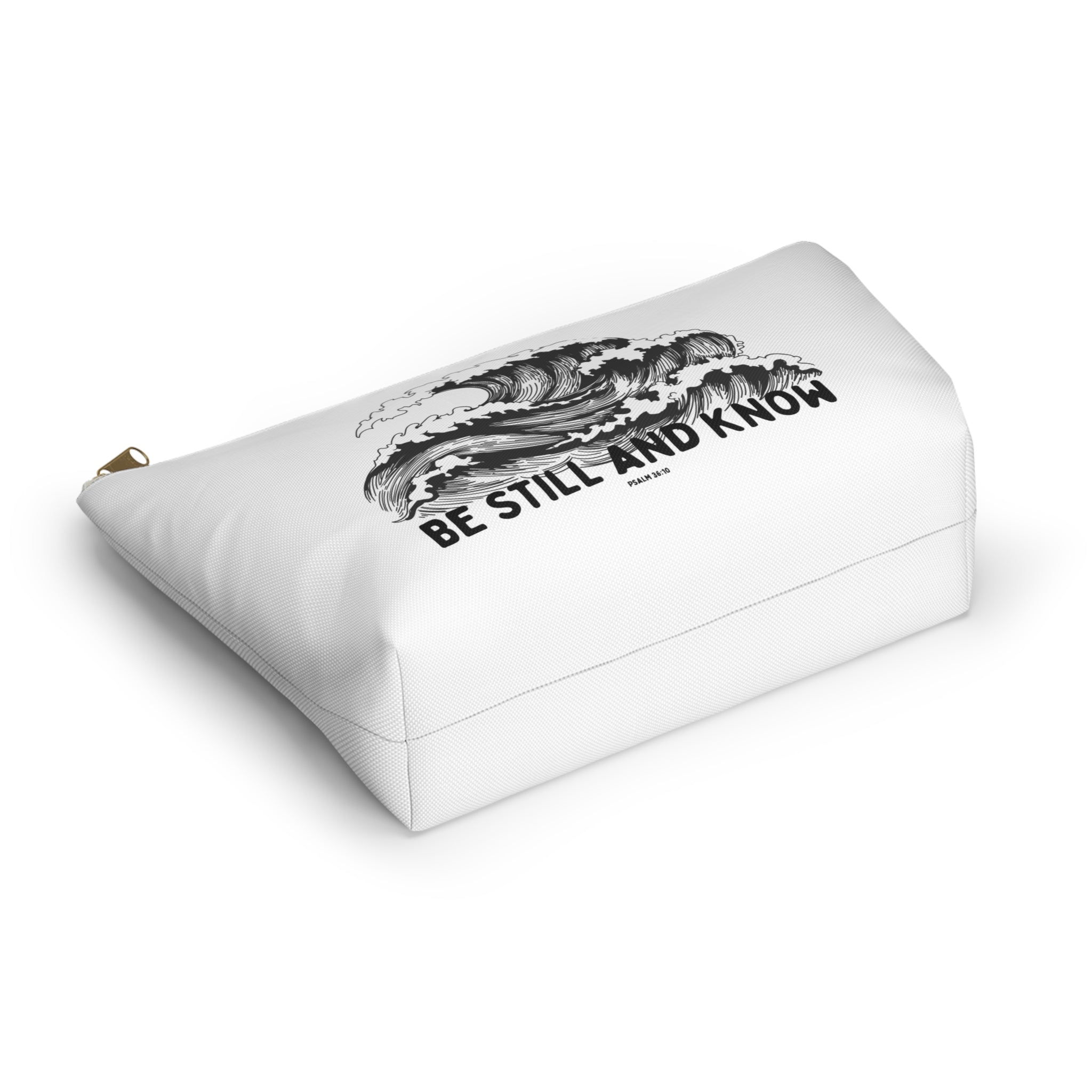 Be Still and Know Accessory Pouch — Japanese Wave Art (Psalm 46:10)