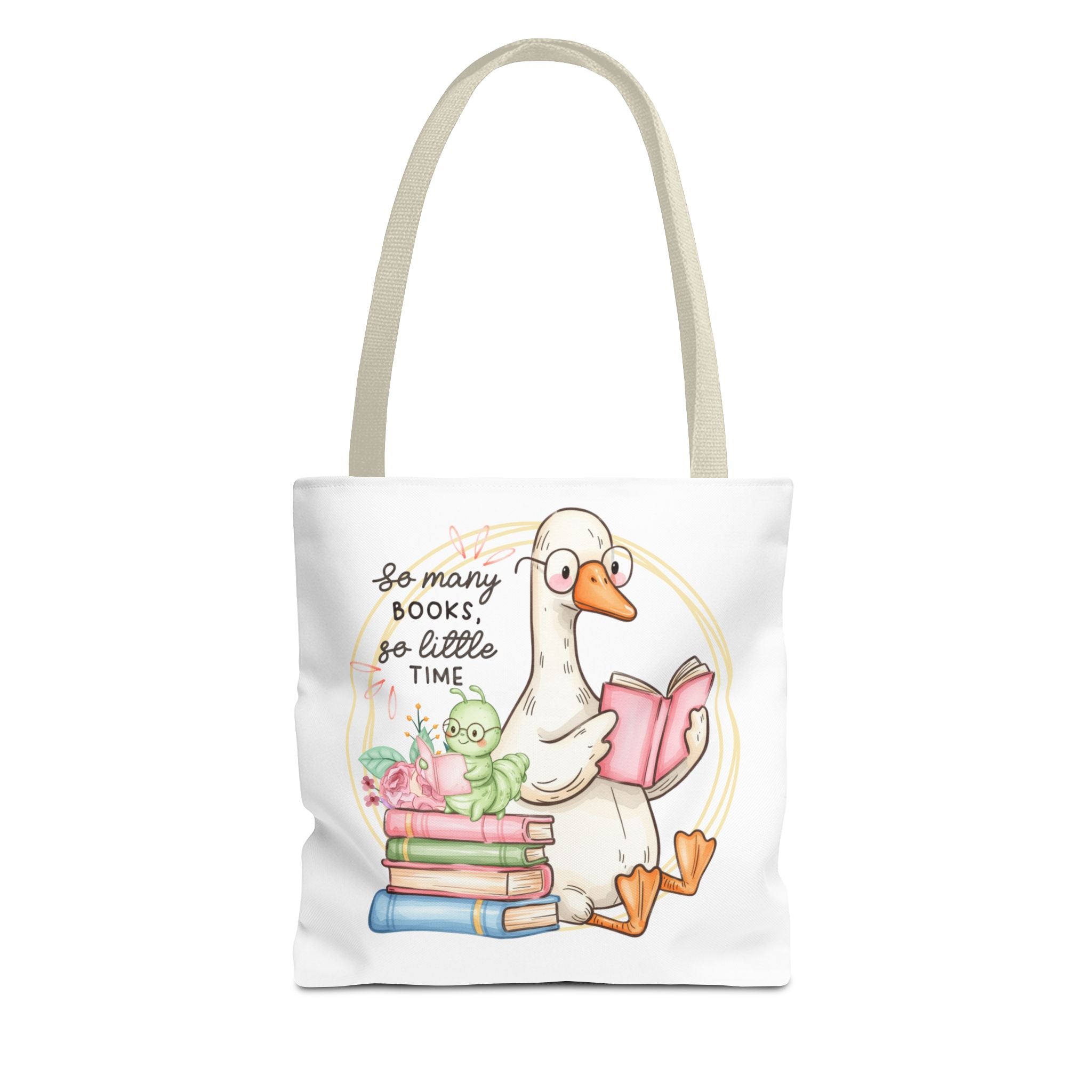 Reading Goose Tote Bag — "So Many Books, So Little Time" Cute Booklover Carryall